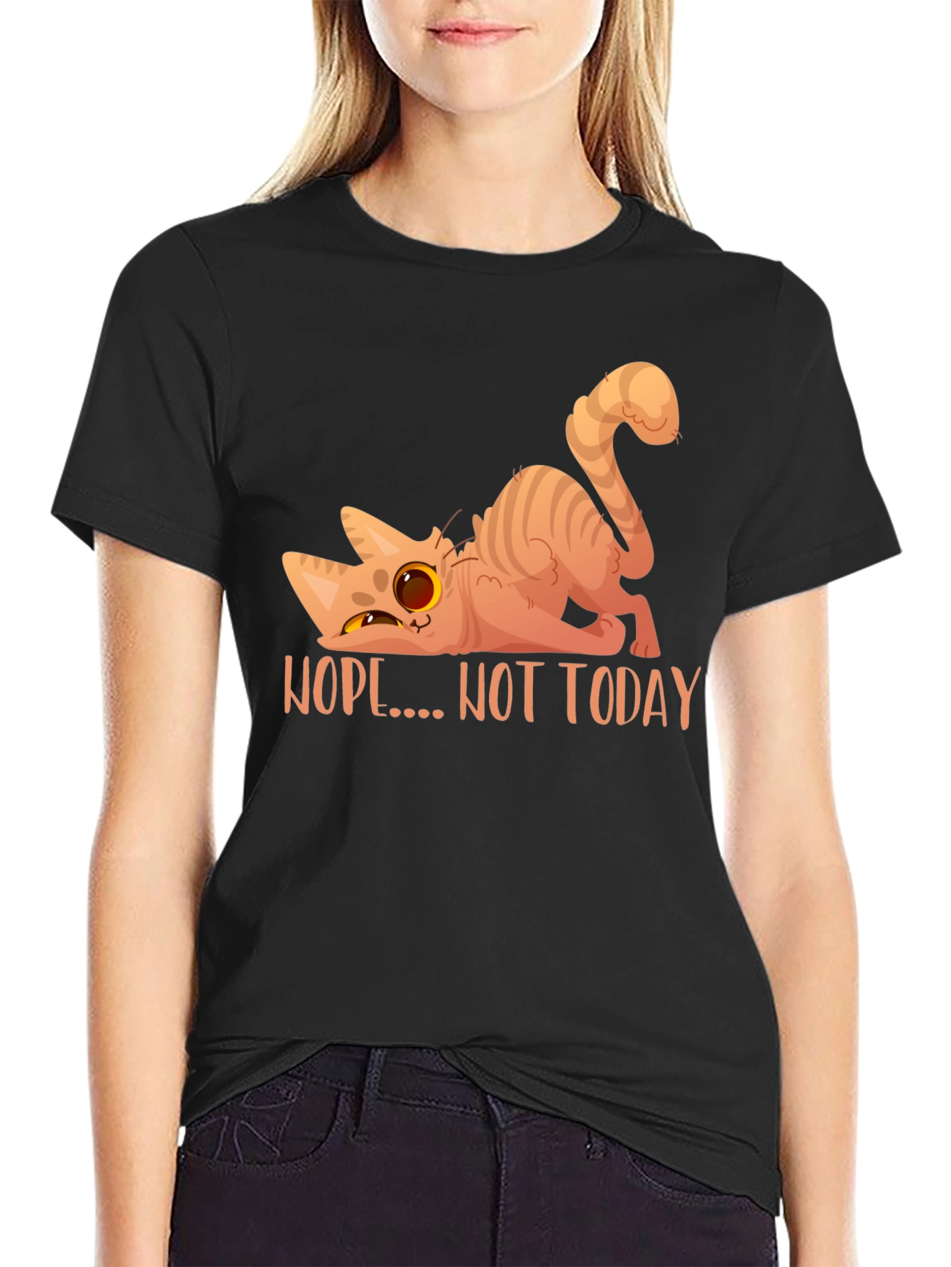 Nope Not Today Cat Graphic T-Shirt