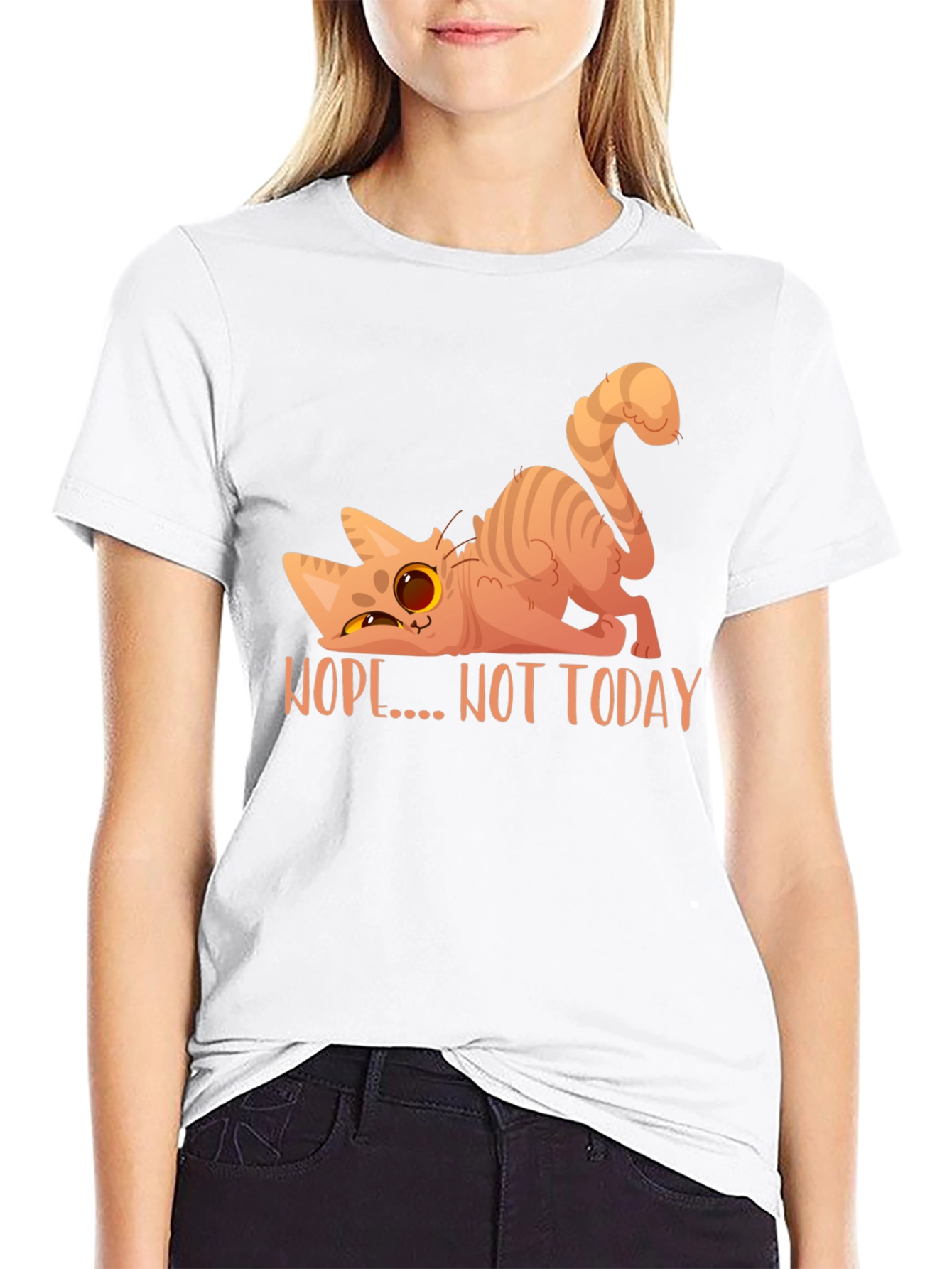 Nope Not Today Cat Graphic T-Shirt