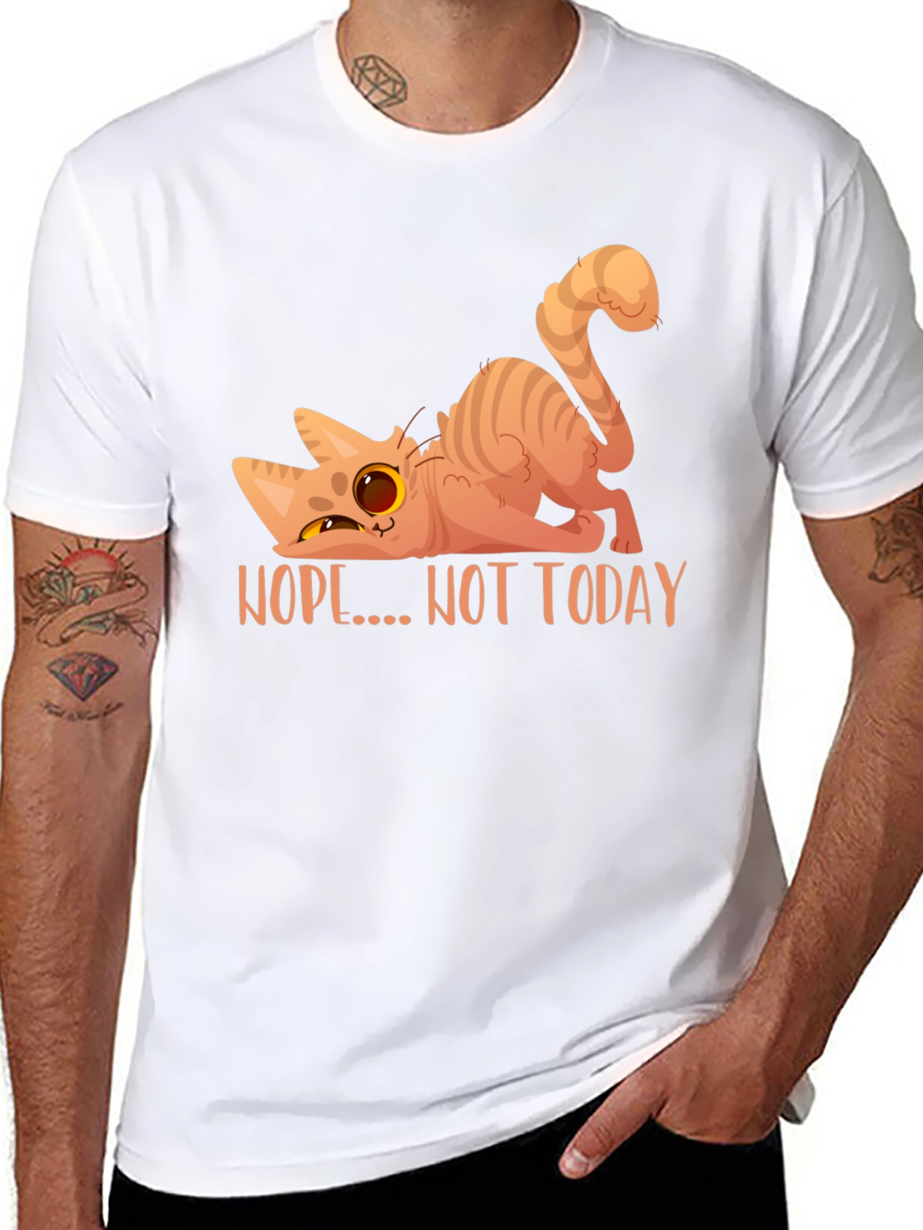 Nope Not Today Cat Graphic T-Shirt
