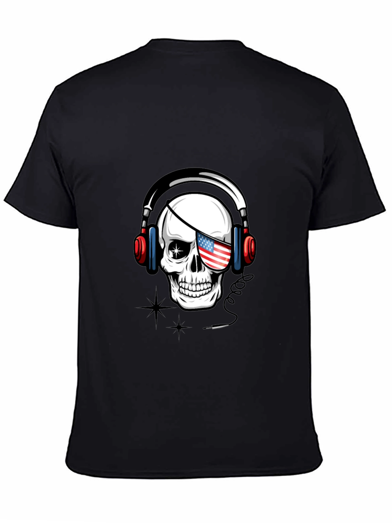Skull with US Flag Eyepatch T-Shirt