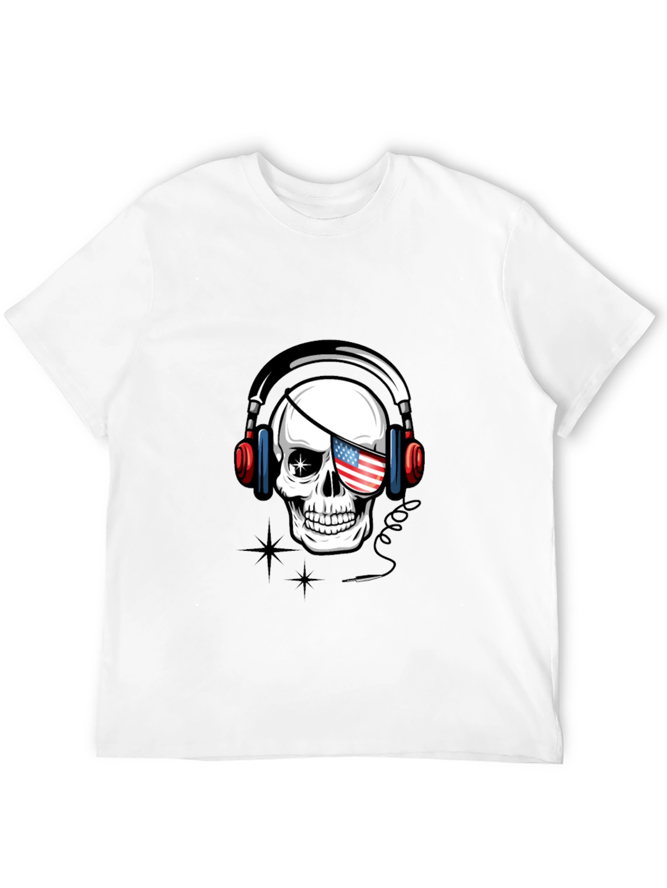 Skull with US Flag Eyepatch T-Shirt