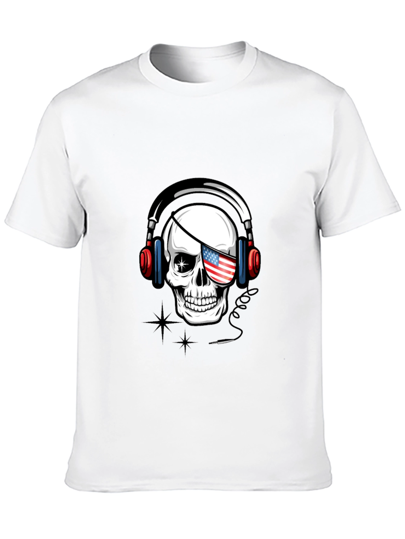 Skull with US Flag Eyepatch T-Shirt