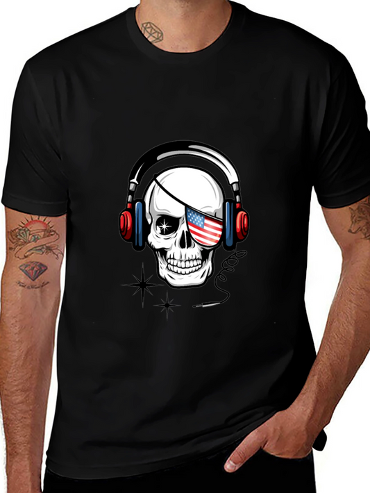 Skull with US Flag Eyepatch T-Shirt