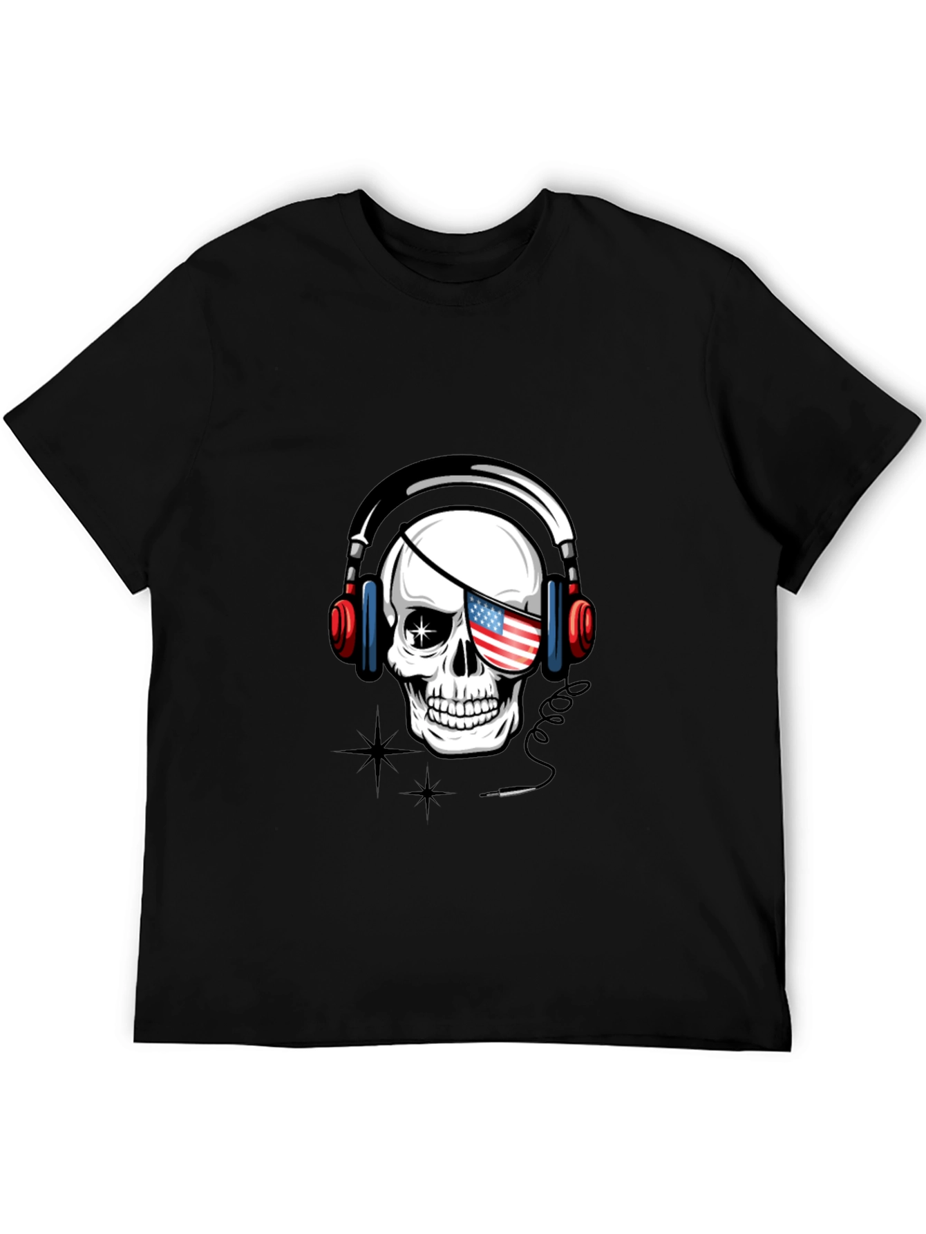Skull with US Flag Eyepatch T-Shirt