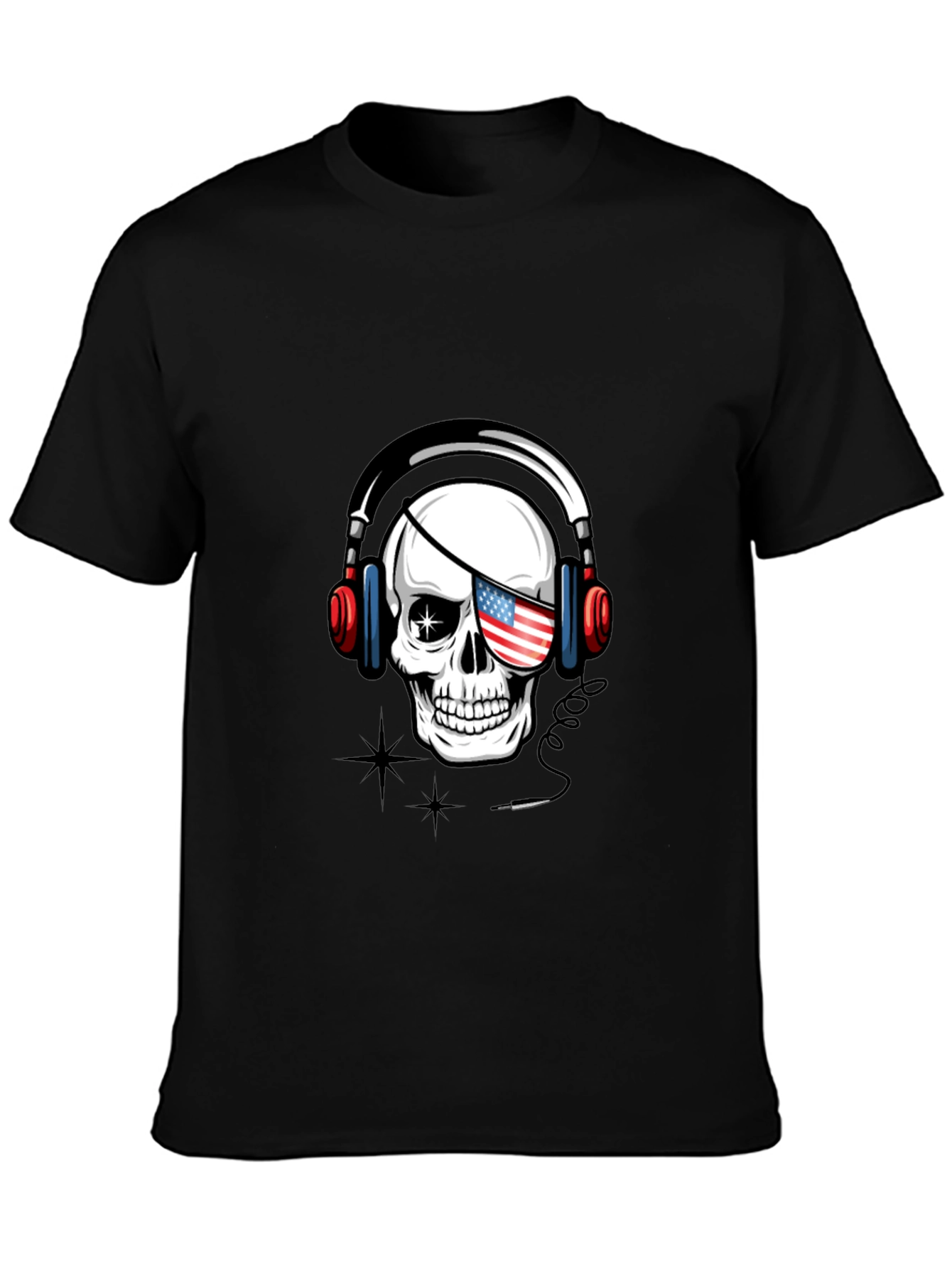 Skull with US Flag Eyepatch T-Shirt