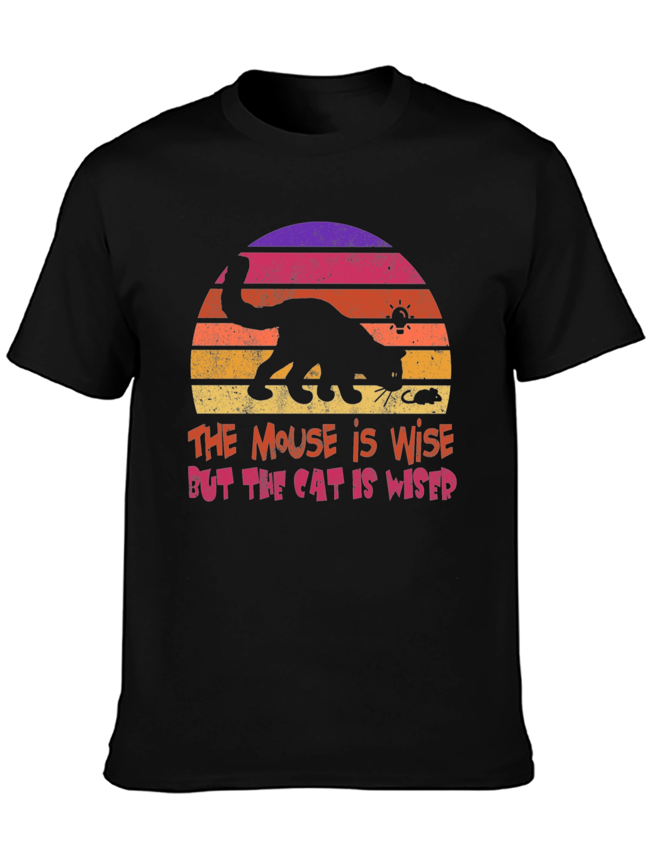 Cat and Mouse Sunset Graphic T-Shirt
