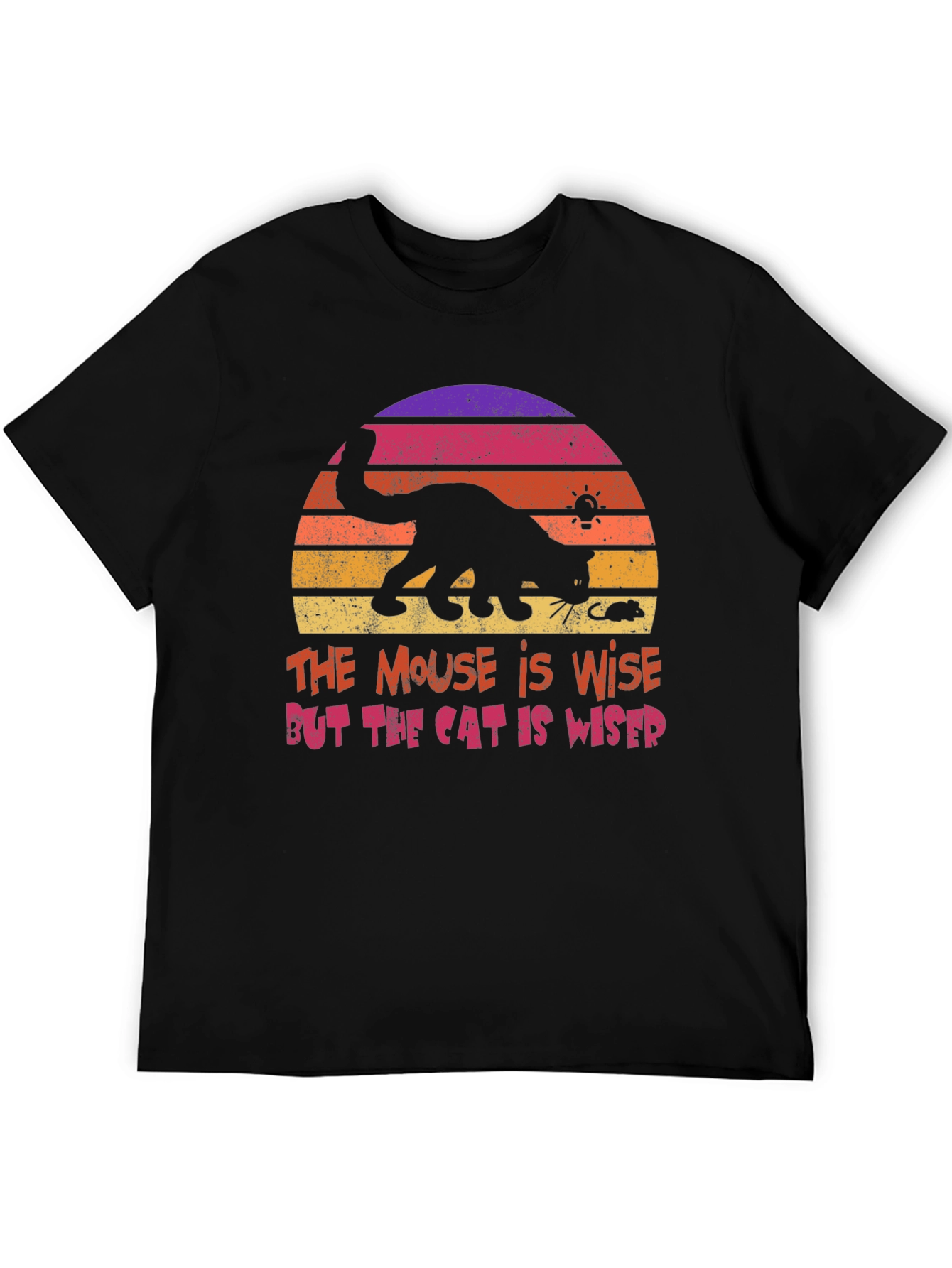 Cat and Mouse Sunset Graphic T-Shirt