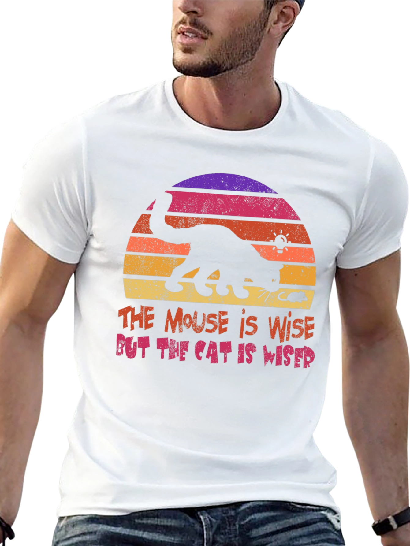 Cat and Mouse Sunset Graphic T-Shirt