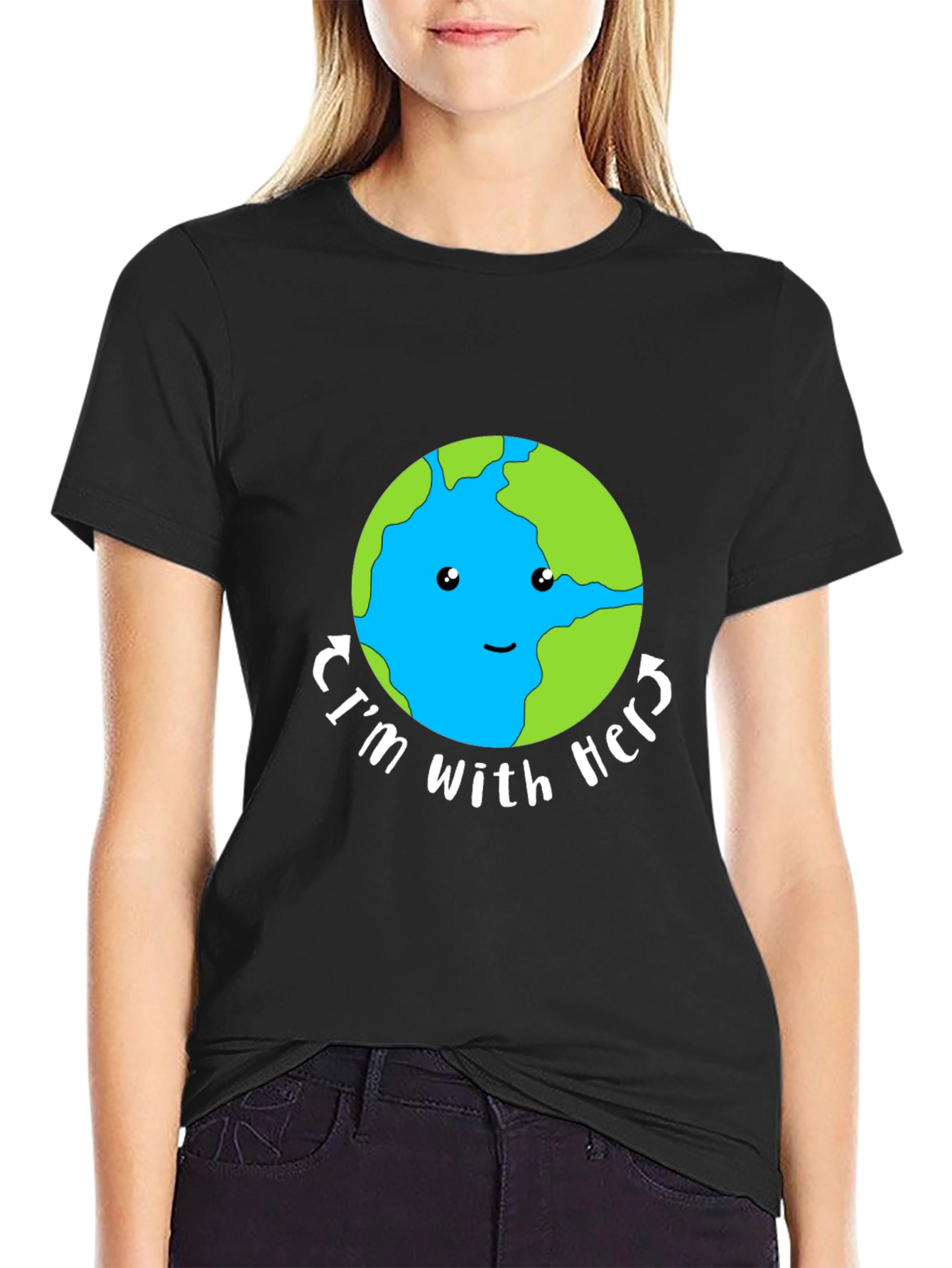 Im With Her Earth Graphic Tee - Black Unisex