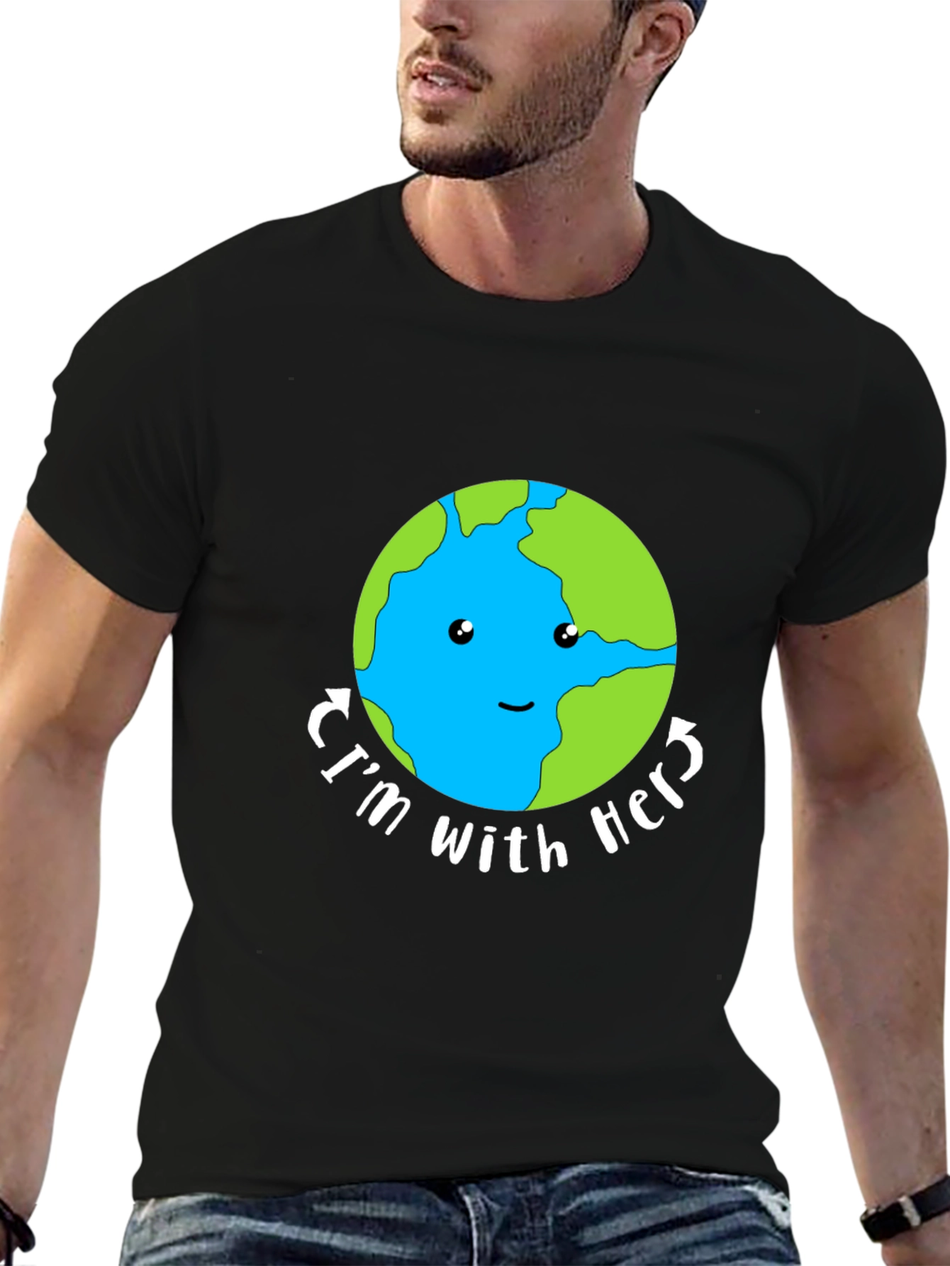 Im With Her Earth Graphic Tee - Black Unisex