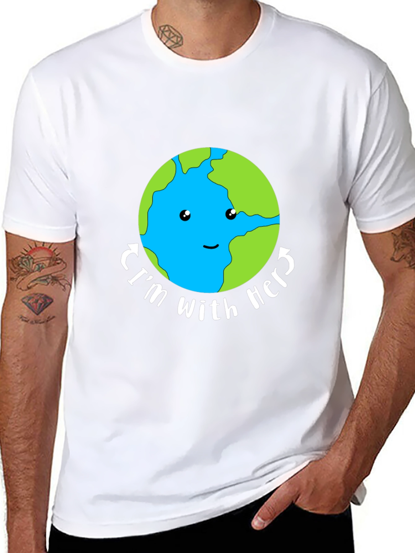 Im With Her Earth Graphic Tee - Black Unisex