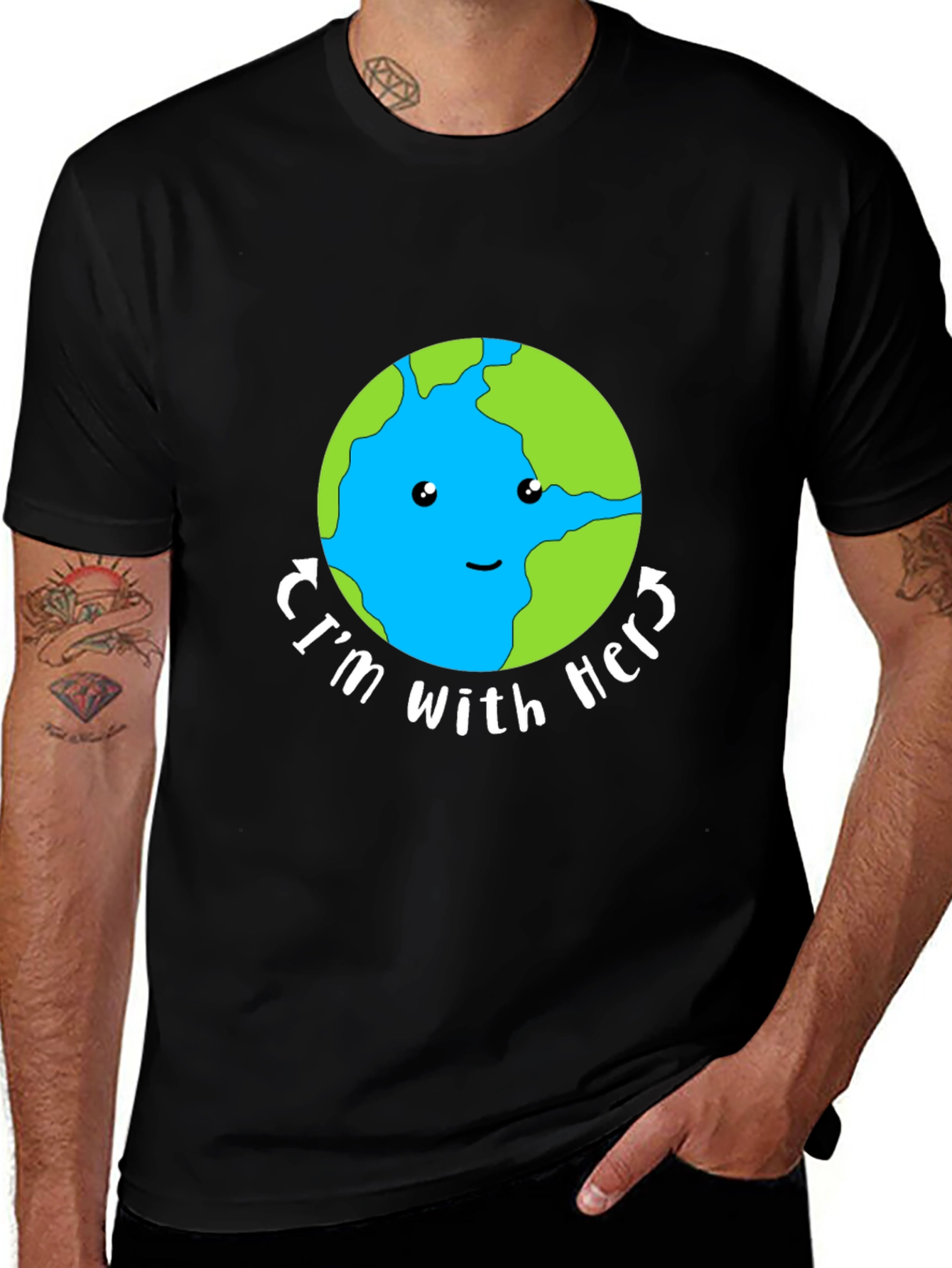 Im With Her Earth Graphic Tee - Black Unisex