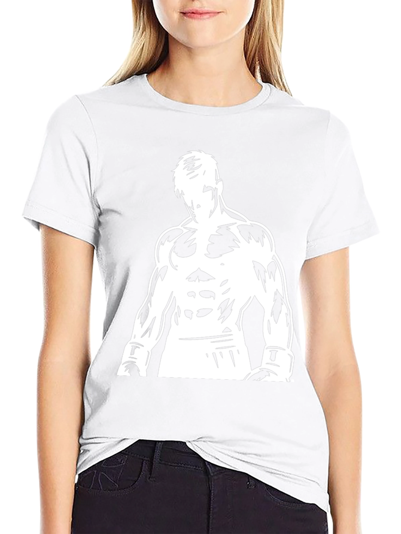 Black Graphic Tee: Boxer Silhouette Design