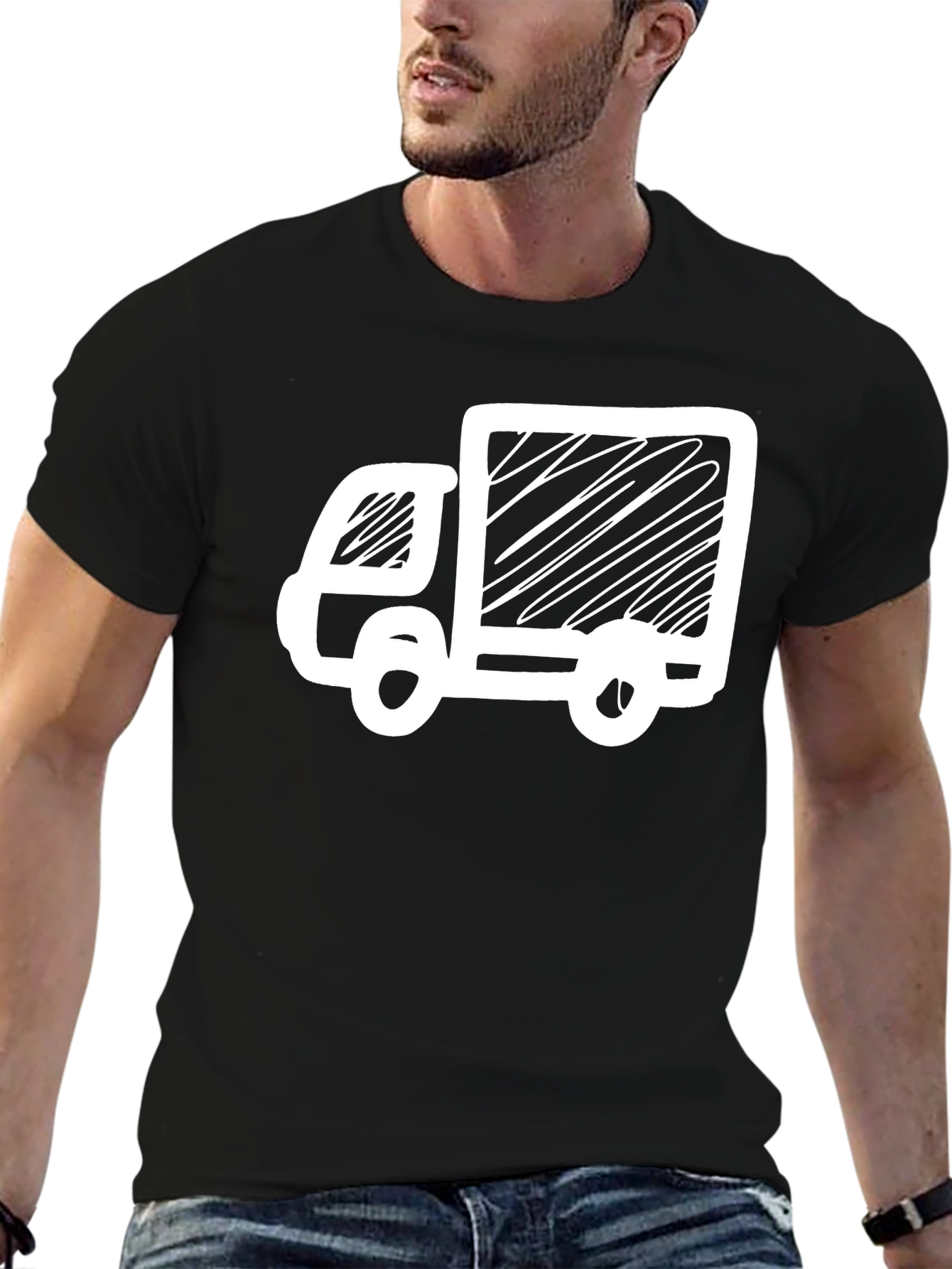 Delivery Truck Graphic T-Shirt - Black Cotton Tee