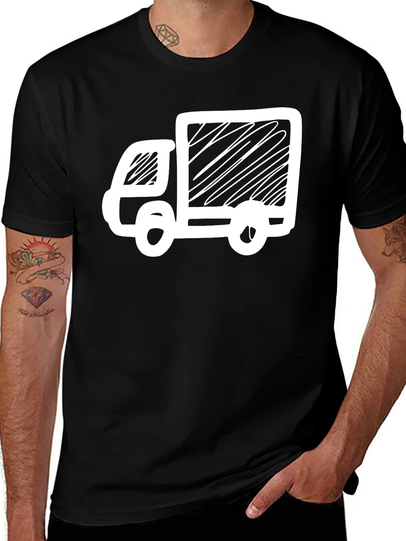 Delivery Truck Graphic T-Shirt - Black Cotton Tee