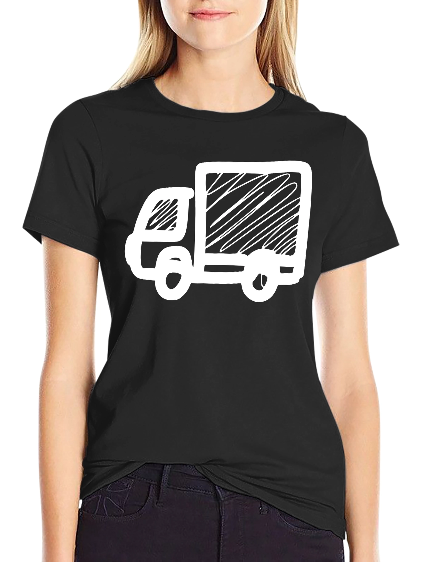 Delivery Truck Graphic T-Shirt - Black Cotton Tee