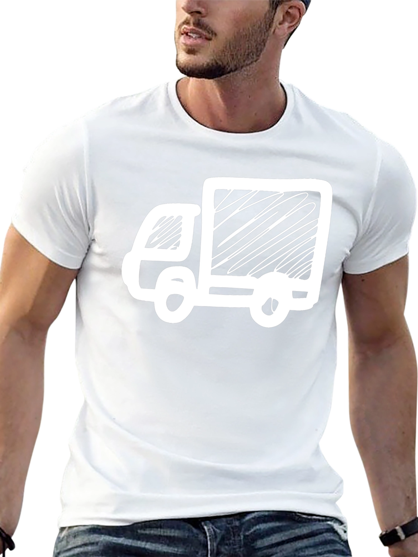 Delivery Truck Graphic T-Shirt - Black Cotton Tee