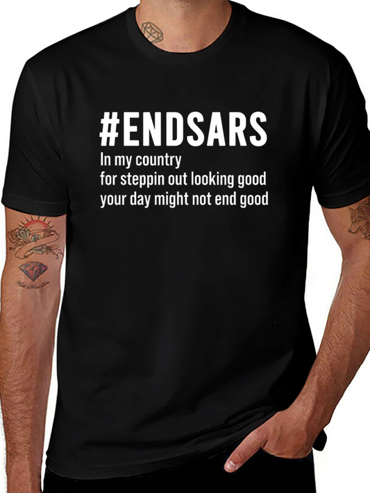 #ENDSARS Black Graphic Tee - In My Country Slogan T-Shirt