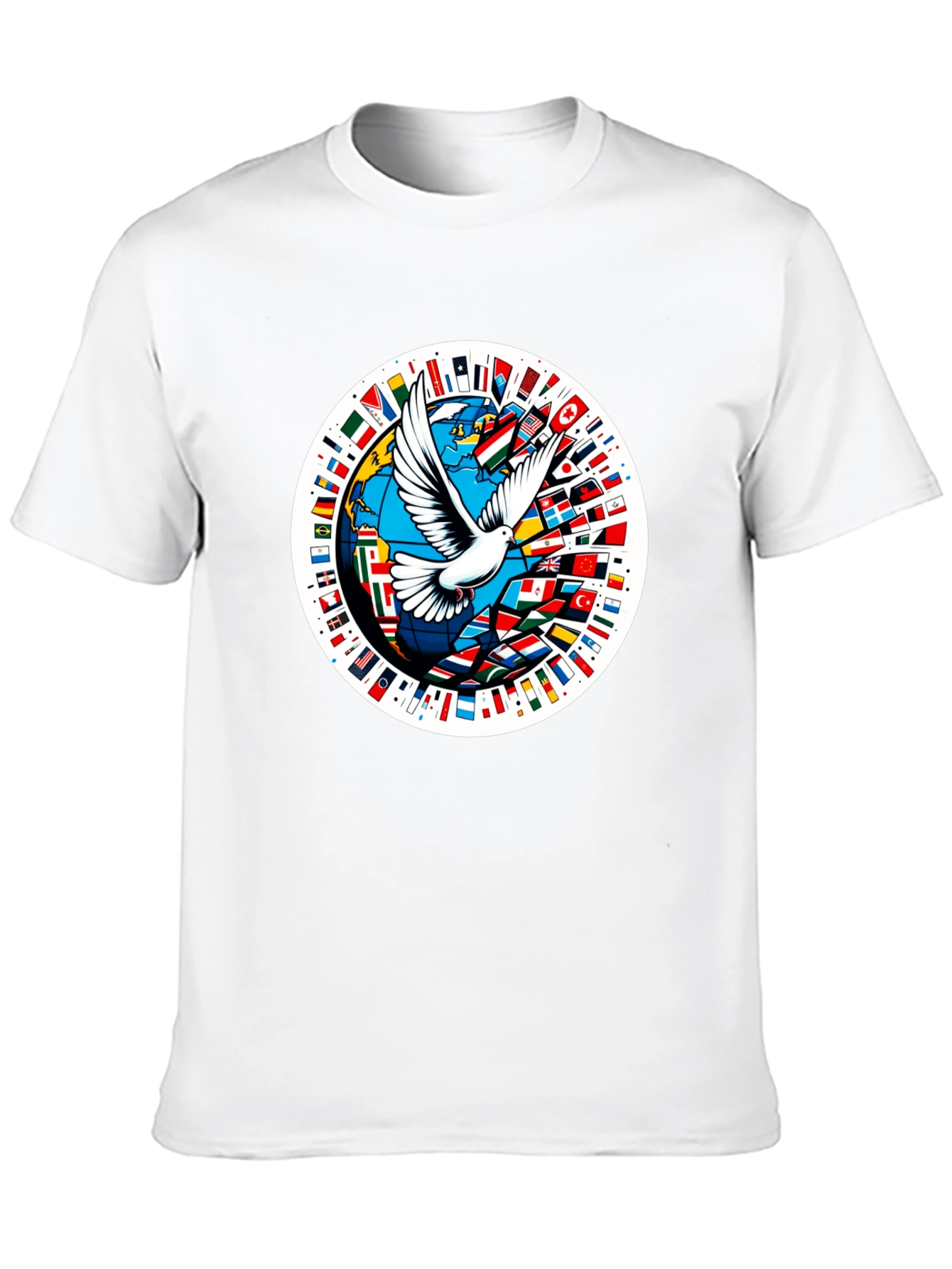 Peace Dove World Flags Graphic T-Shirt