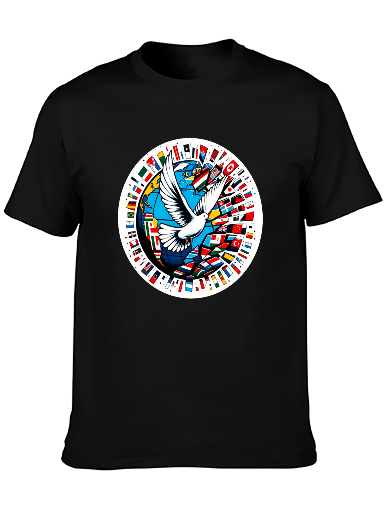 Peace Dove World Flags Graphic T-Shirt
