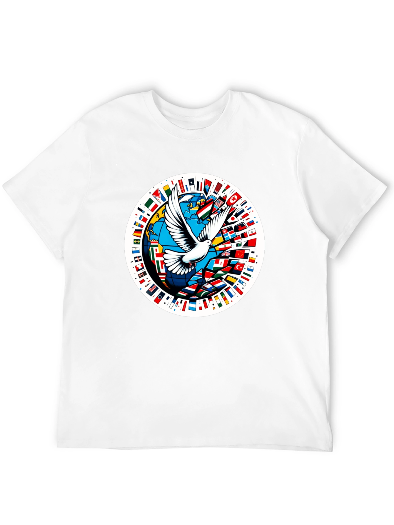 Peace Dove World Flags Graphic T-Shirt