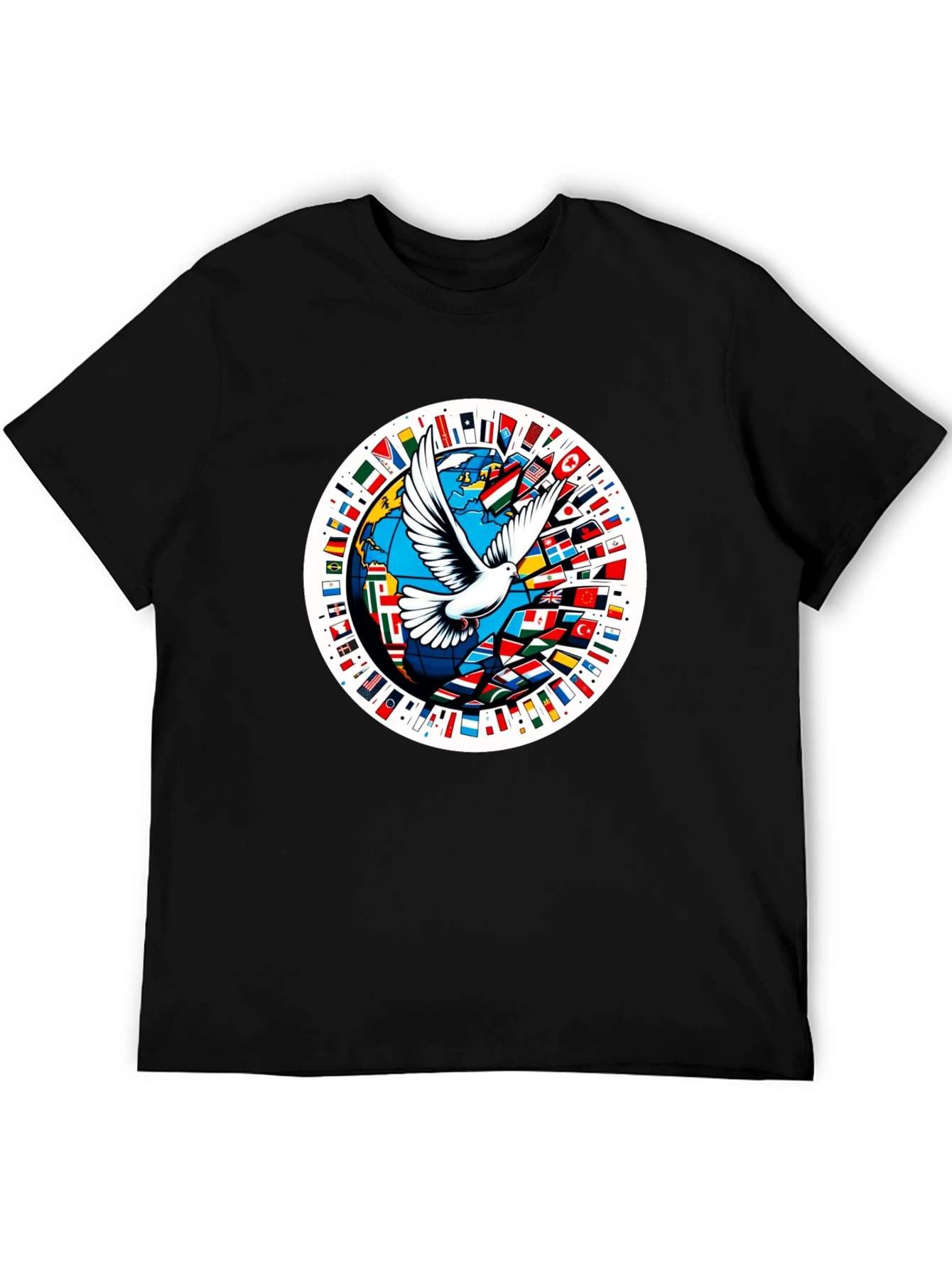 Peace Dove World Flags Graphic T-Shirt