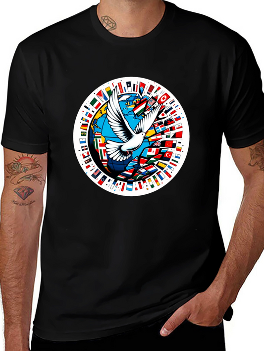 Peace Dove World Flags Graphic T-Shirt