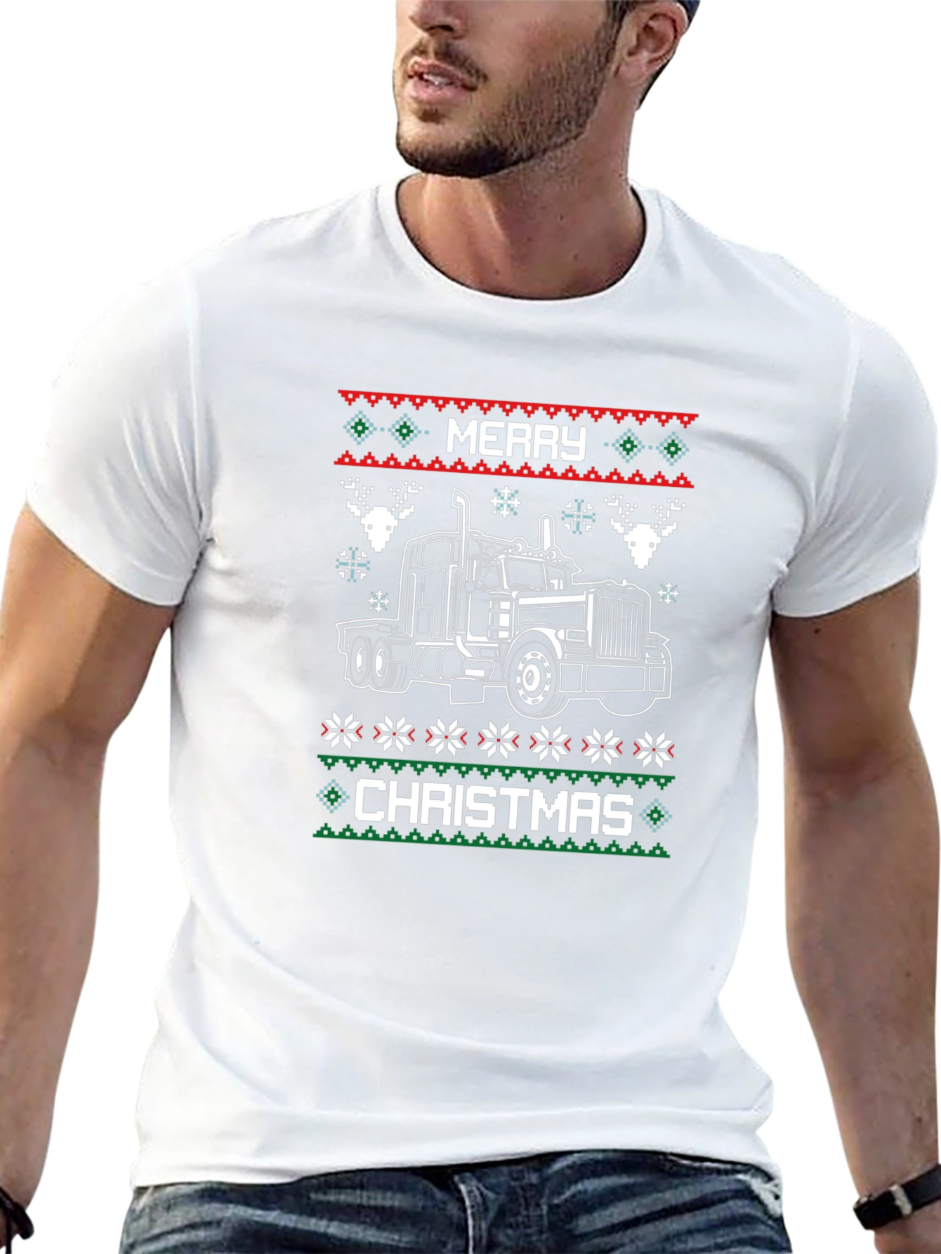 Merry Christmas Trucker T-Shirt Holiday Tee