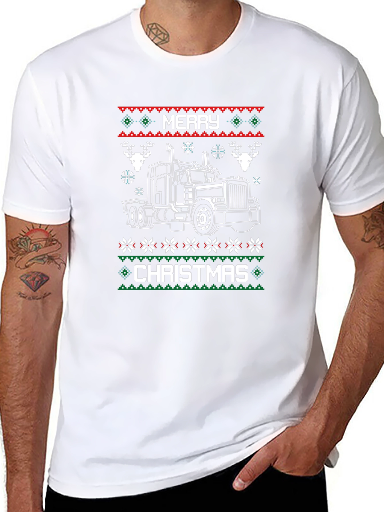 Merry Christmas Trucker T-Shirt Holiday Tee