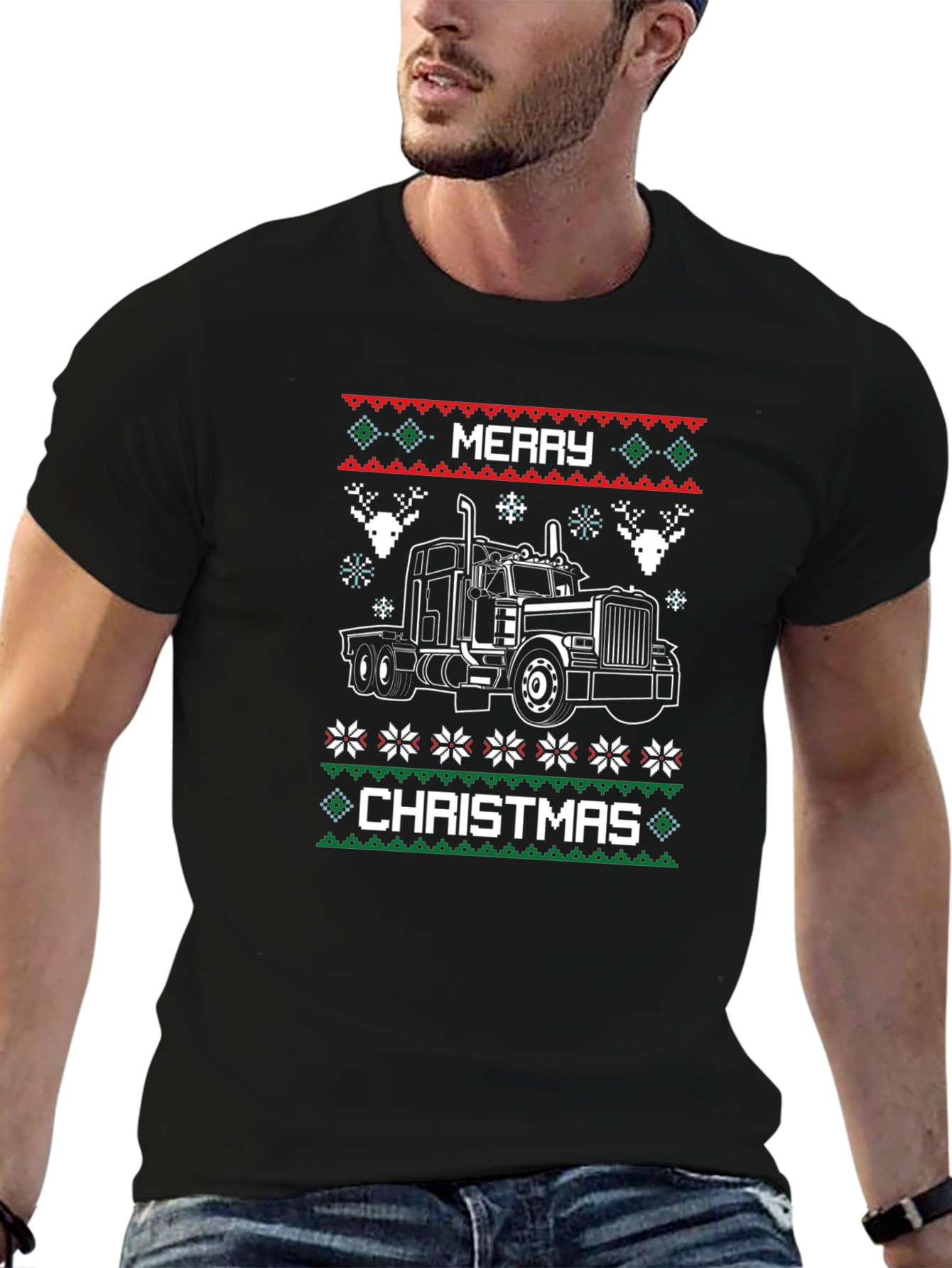 Merry Christmas Trucker T-Shirt Holiday Tee