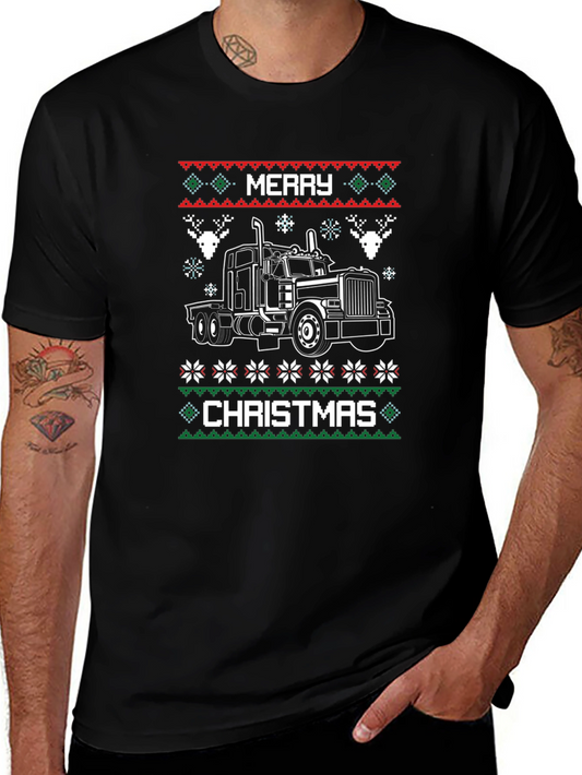 Merry Christmas Trucker T-Shirt Holiday Tee