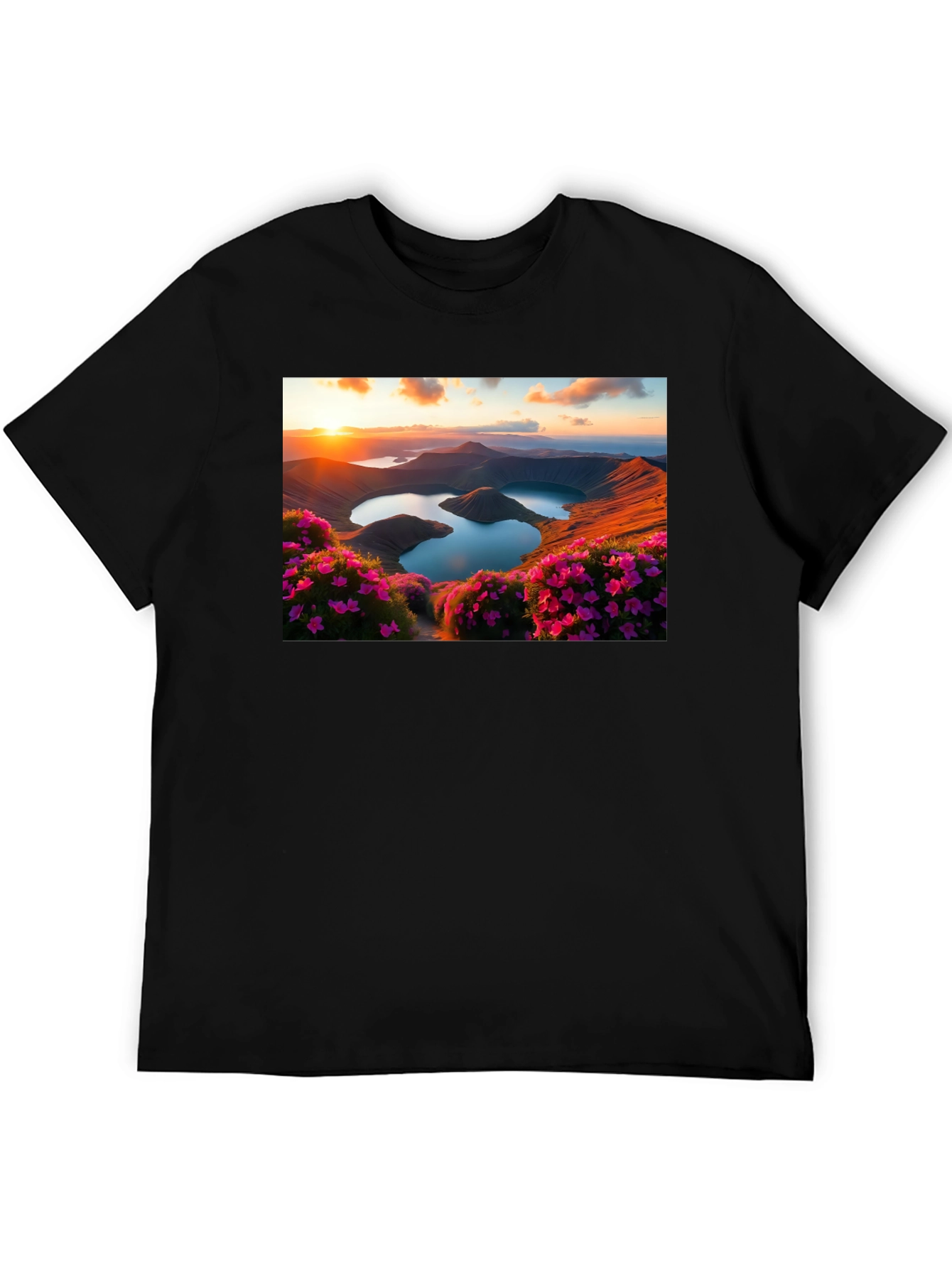 Lakeside Sunset Graphic Tee - Nature Lovers T-Shirt
