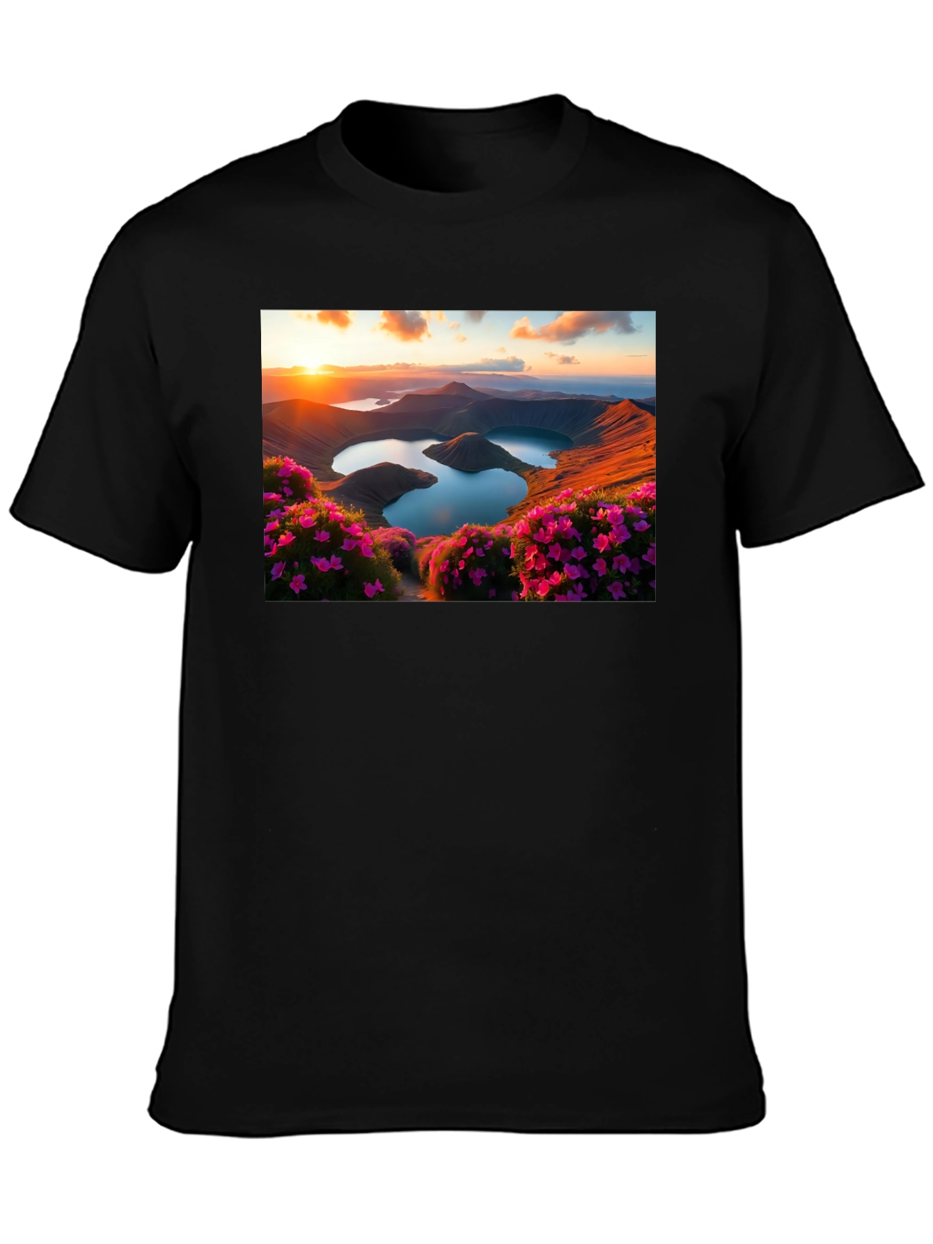 Lakeside Sunset Graphic Tee - Nature Lovers T-Shirt