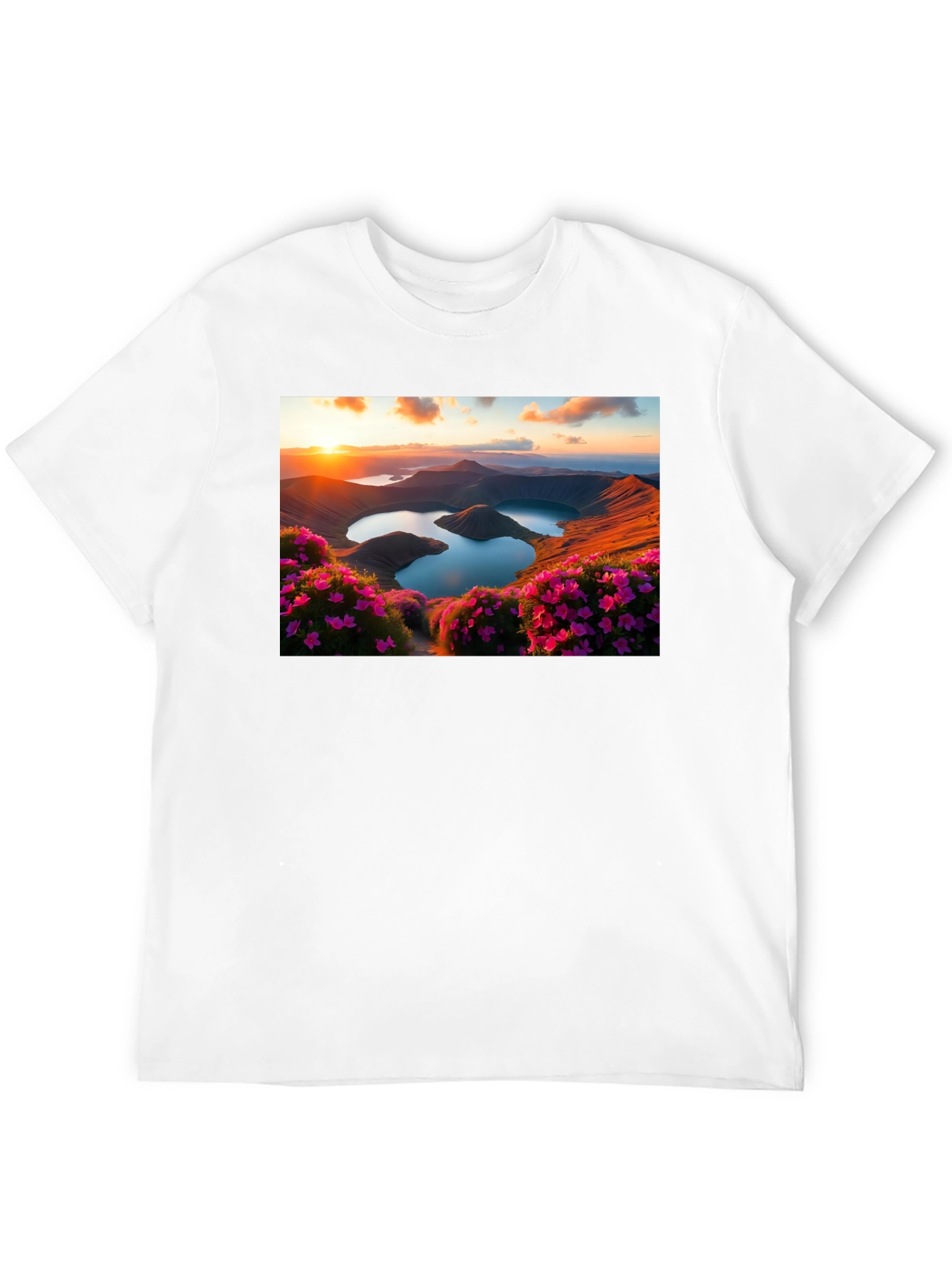 Lakeside Sunset Graphic Tee - Nature Lovers T-Shirt