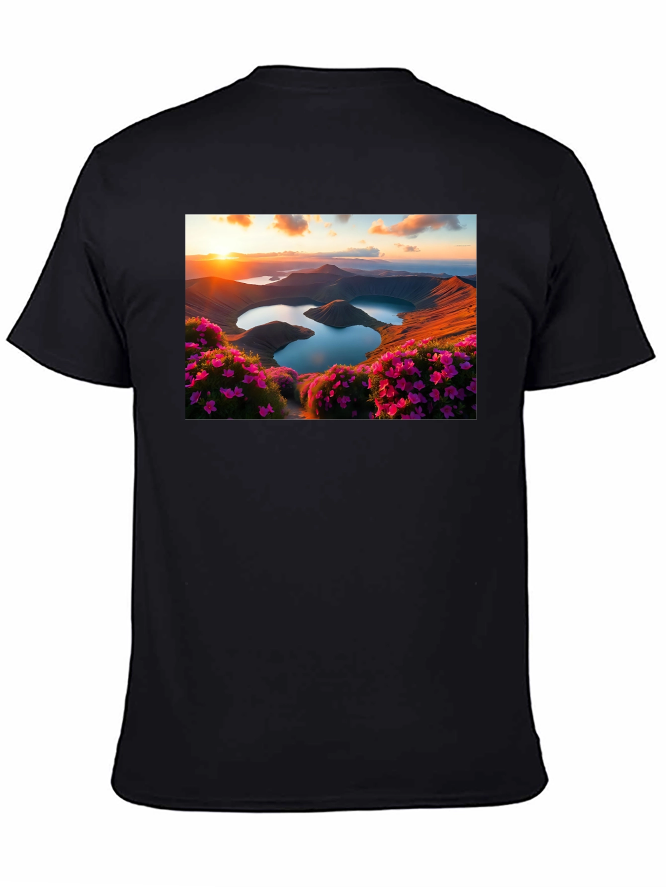 Lakeside Sunset Graphic Tee - Nature Lovers T-Shirt