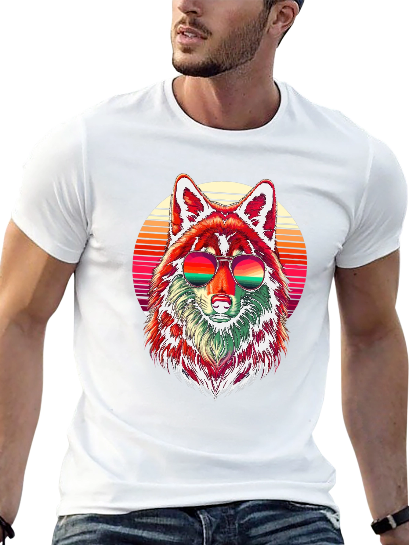 Retro Wolf Graphic Tee - Cool Animal Shirt