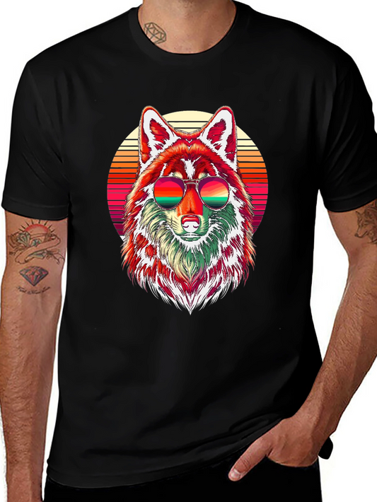 Retro Wolf Graphic Tee - Cool Animal Shirt