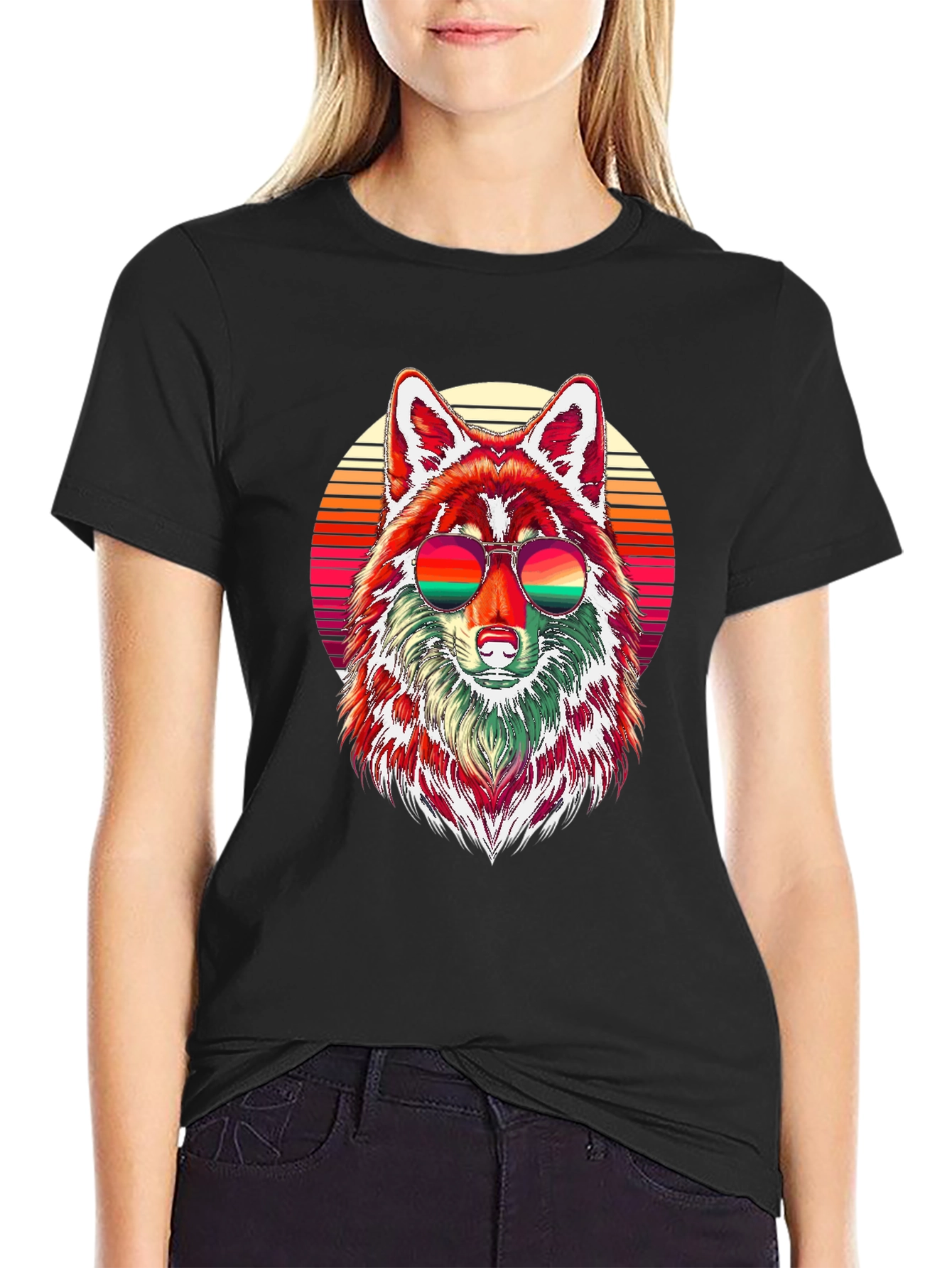 Retro Wolf Graphic Tee - Cool Animal Shirt