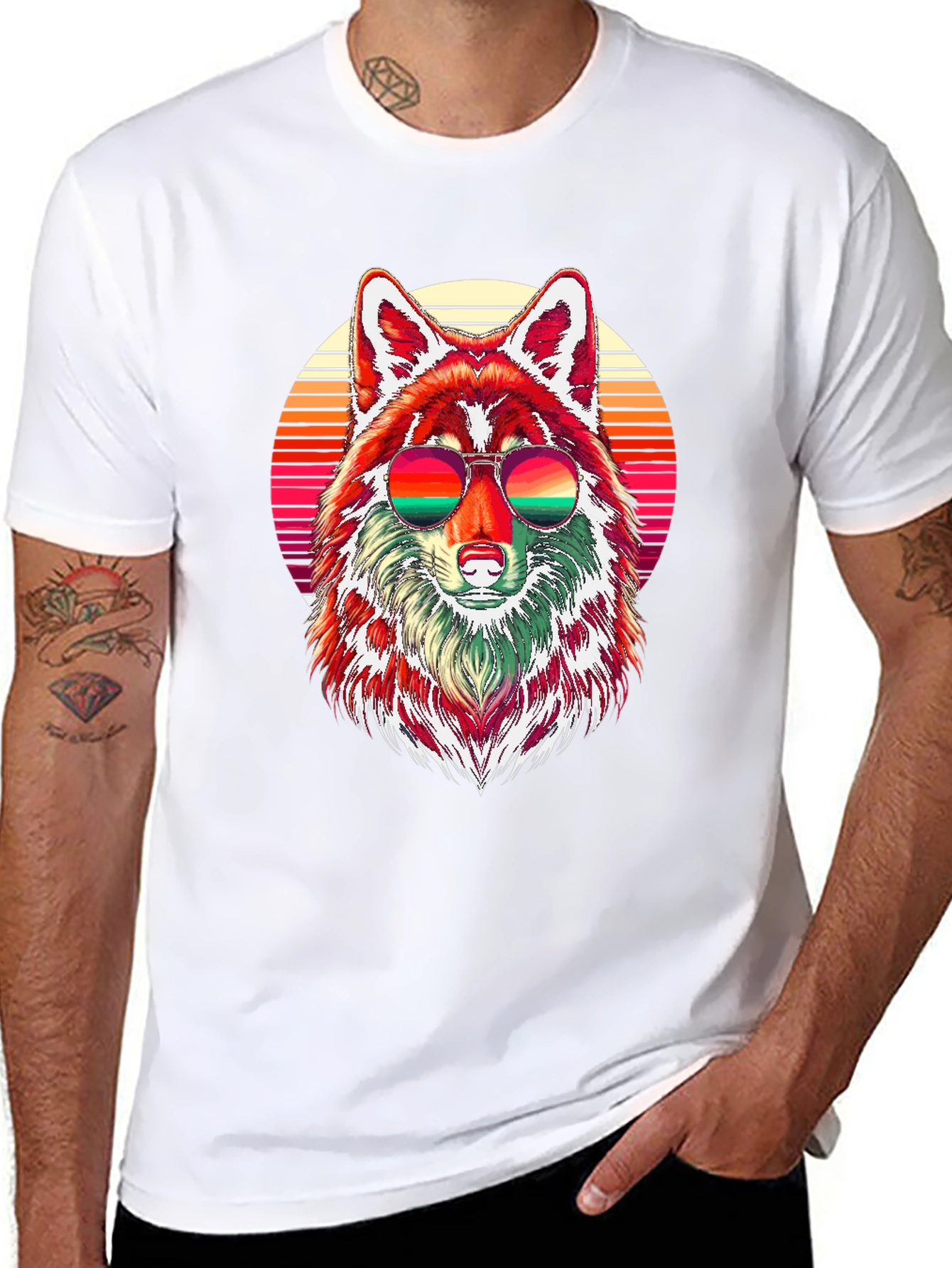 Retro Wolf Graphic Tee - Cool Animal Shirt