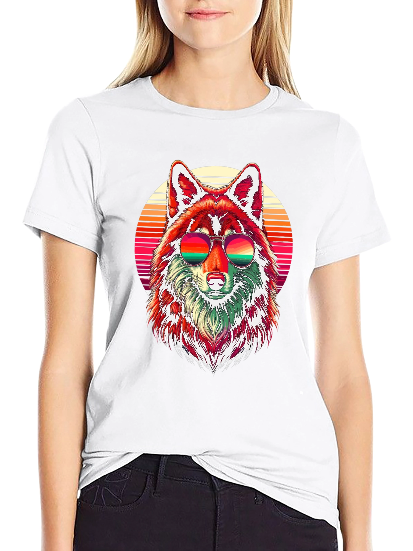 Retro Wolf Graphic Tee - Cool Animal Shirt