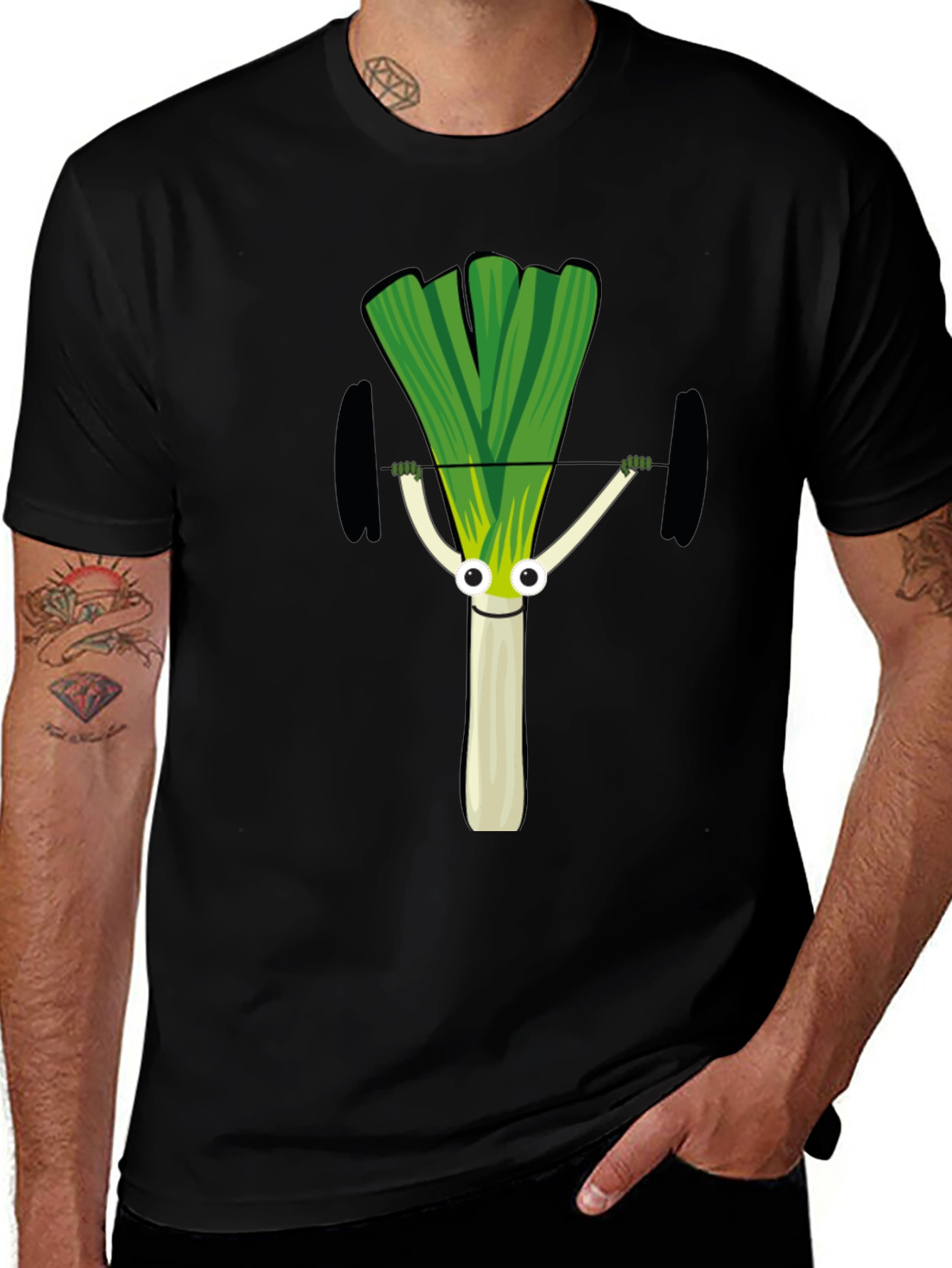 Leek Lifting Weights Graphic T-Shirt