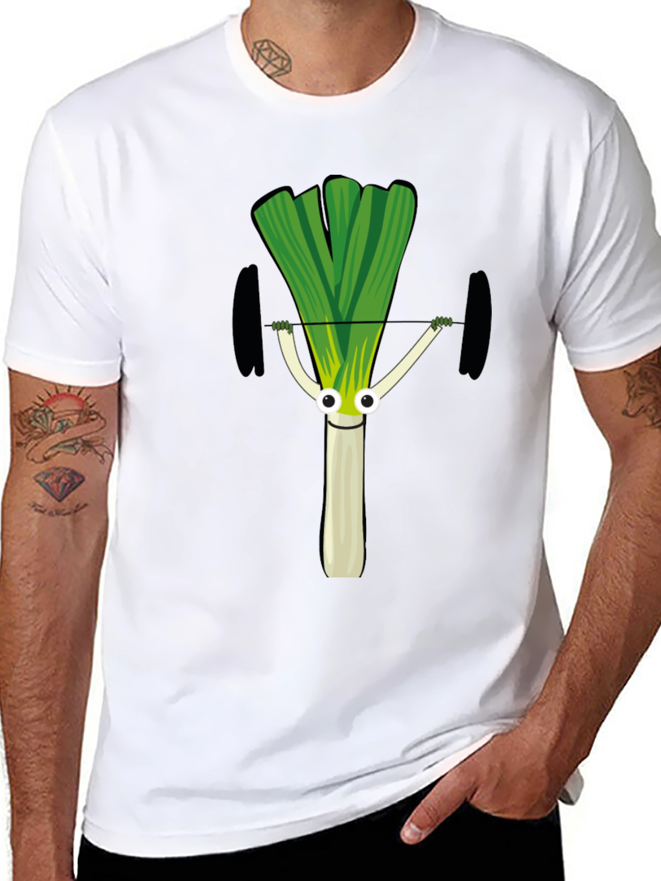 Leek Lifting Weights Graphic T-Shirt
