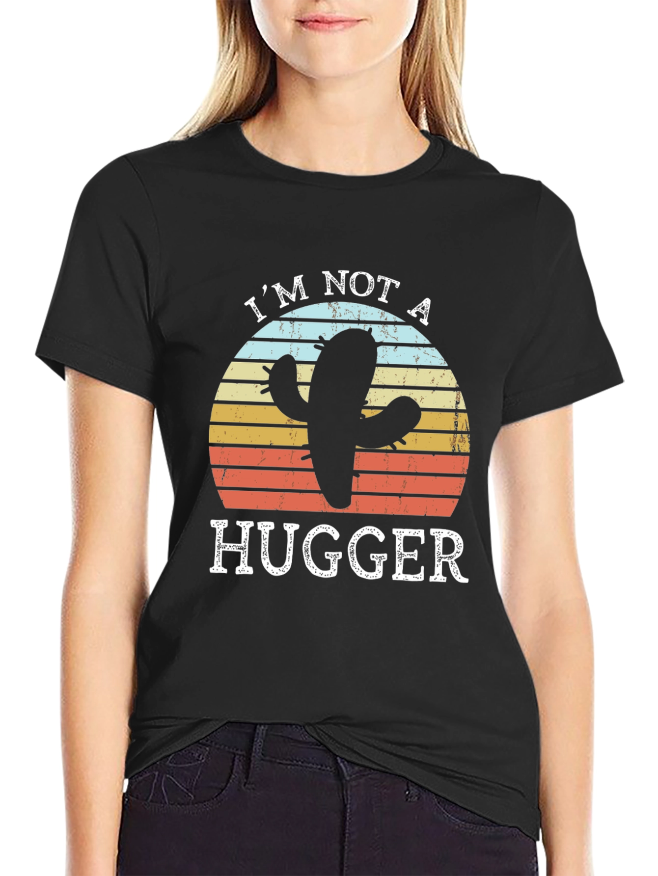 Im Not A Hugger Cactus Graphic T-Shirt