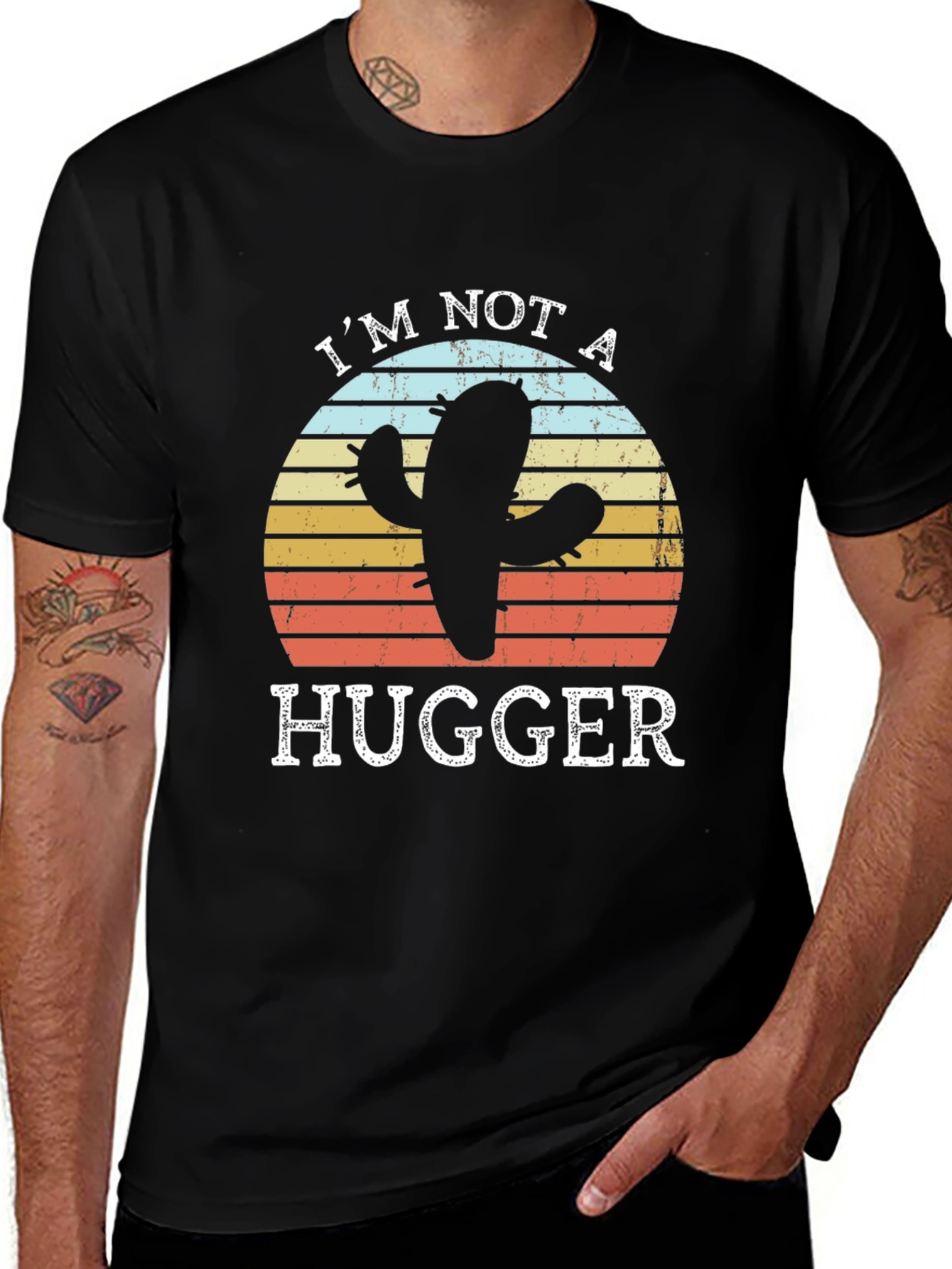 Im Not A Hugger Cactus Graphic T-Shirt