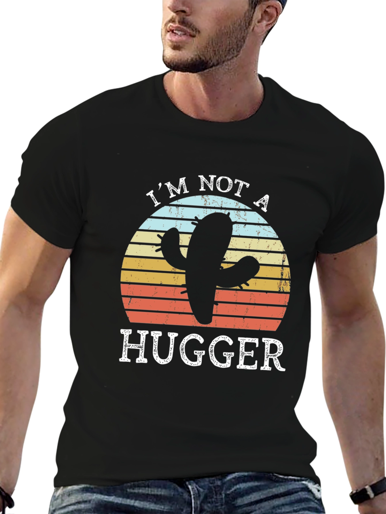 Im Not A Hugger Cactus Graphic T-Shirt