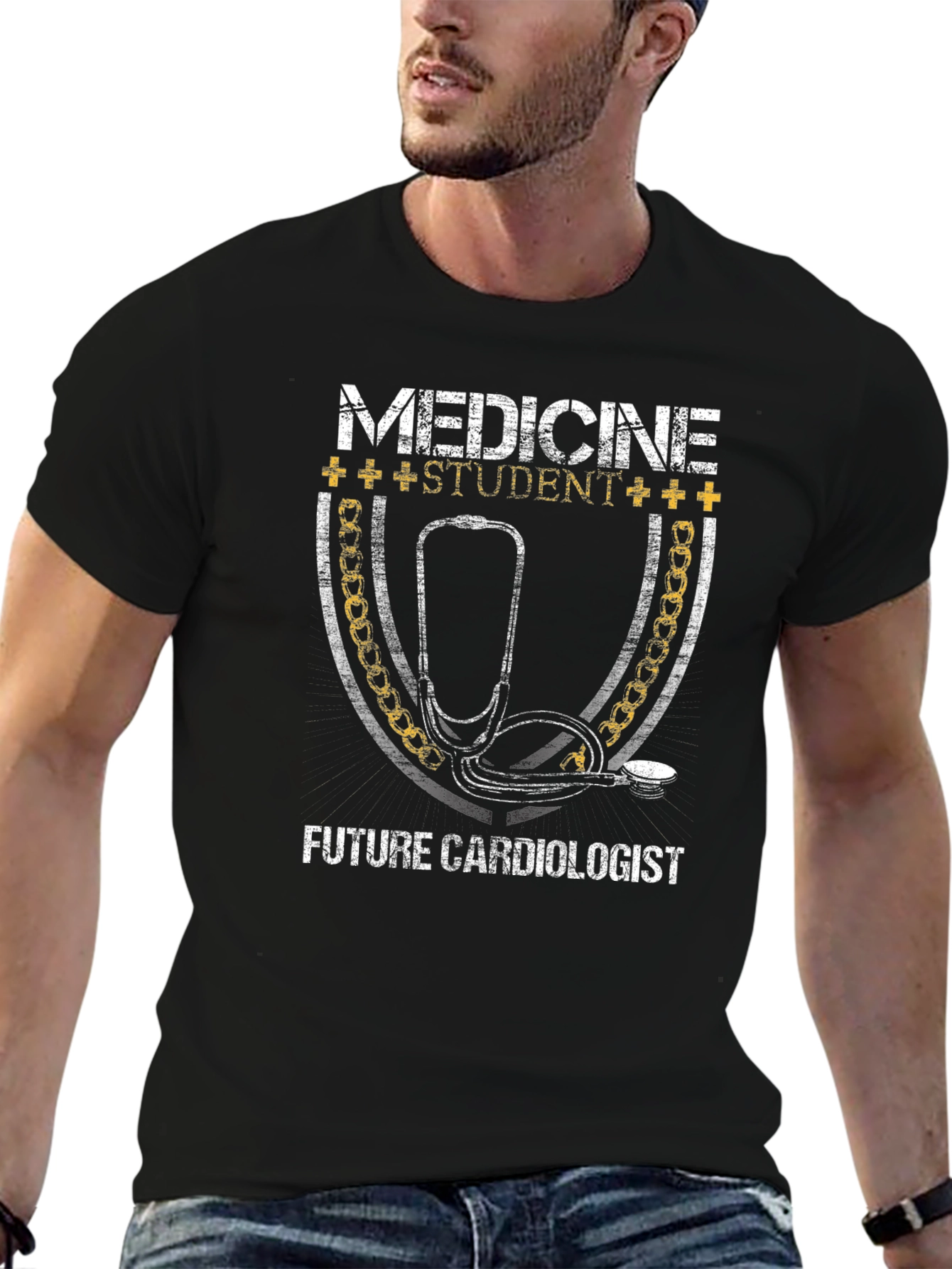 Medicine Student Future Cardiologist Black Graphic T-Shirt