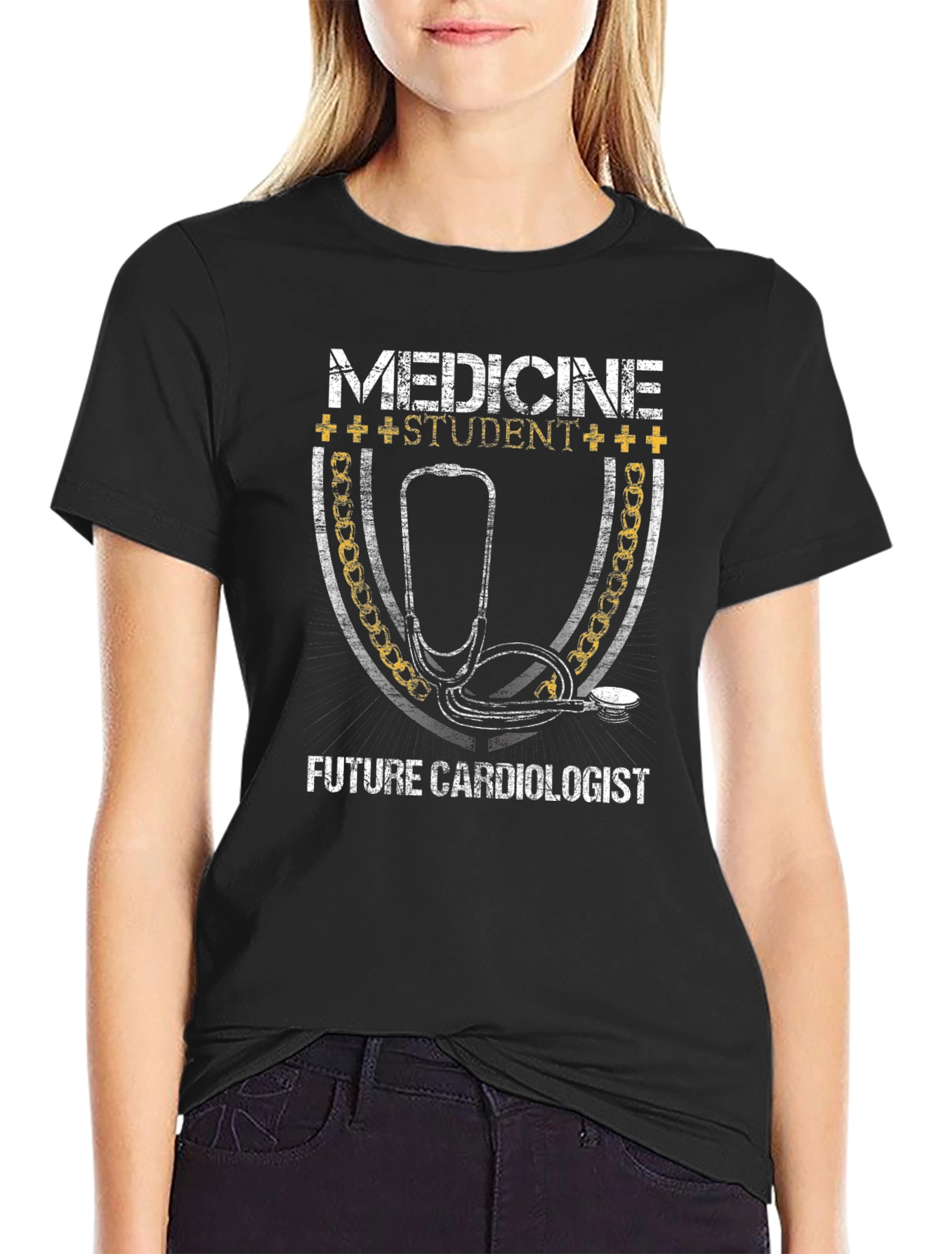 Medicine Student Future Cardiologist Black Graphic T-Shirt