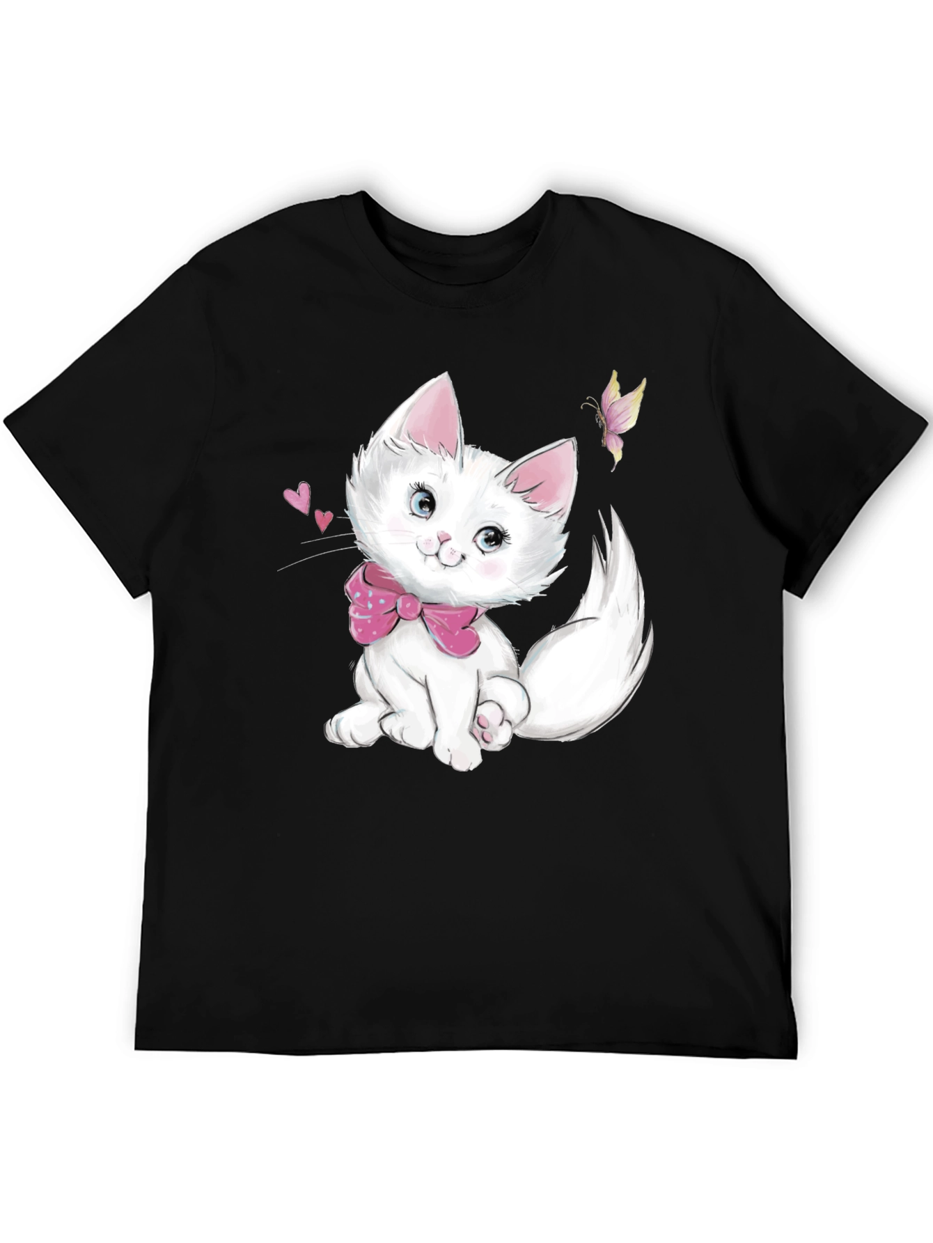 Cute Kitten Graphic Black T-Shirt