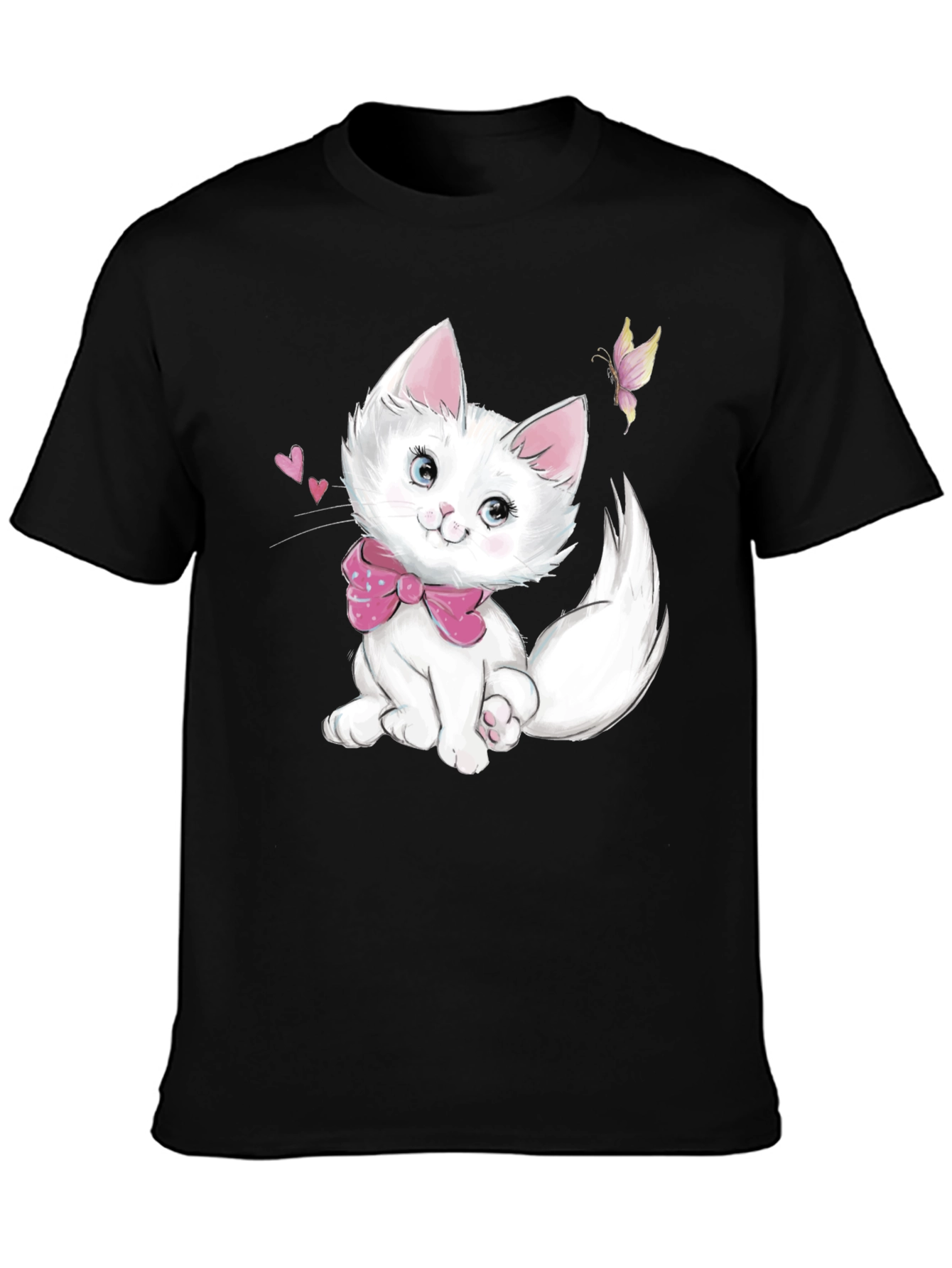 Cute Kitten Graphic Black T-Shirt