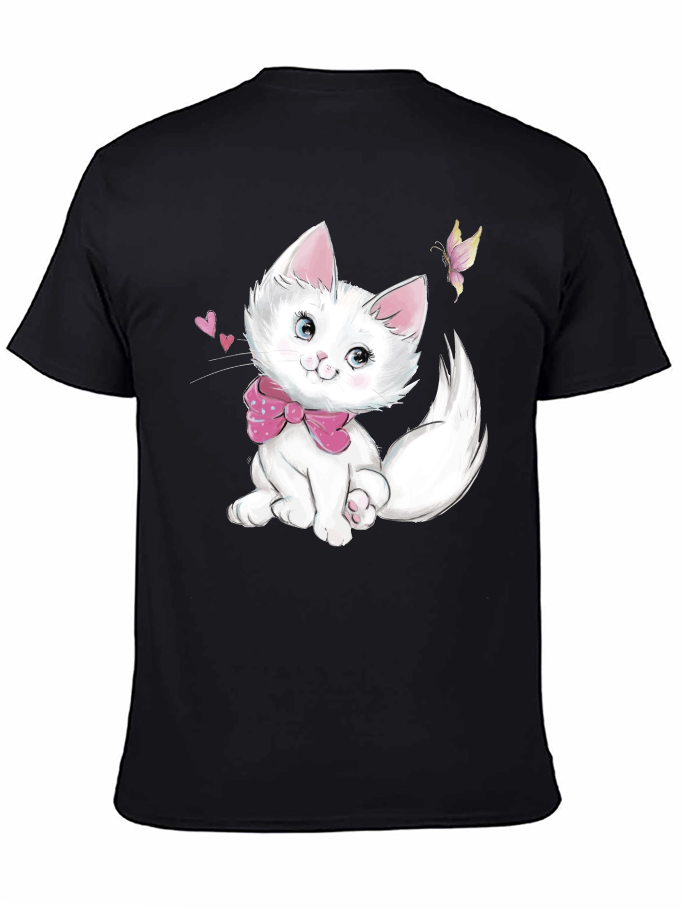 Cute Kitten Graphic Black T-Shirt